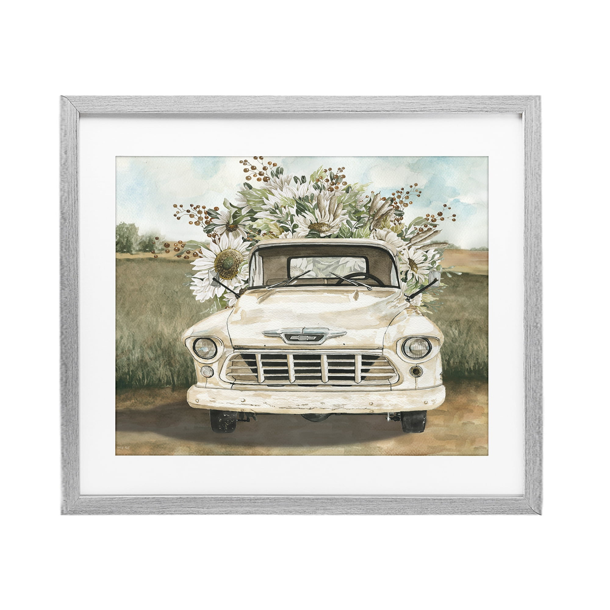 Stupell Industries Retro Country Flowers Delivery Gray Framed Print Under Glass, design by Cindy Jacobs