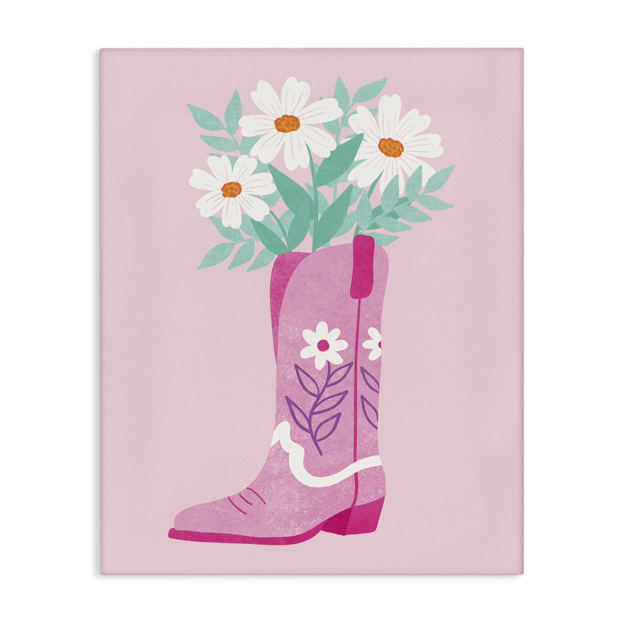 Stupell Industries Retro Cowgirl Bouquet Plants & Flowers Painting Wrapped Canvas Art Print Wall Art, 24 x 30