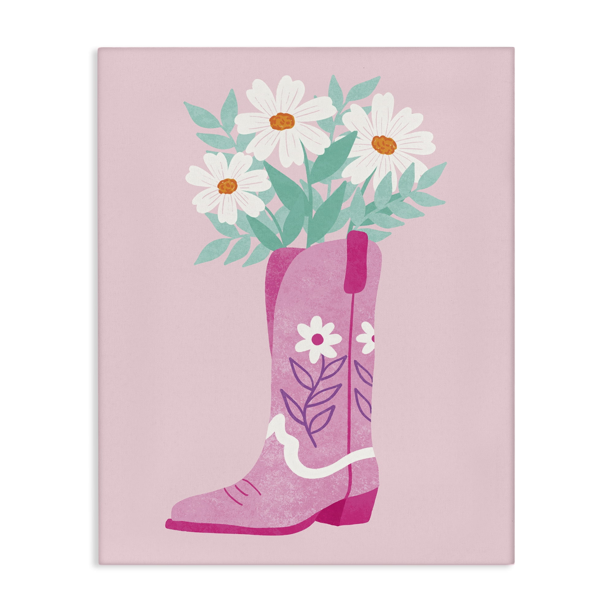 Stupell Industries Retro Cowgirl Bouquet Plants & Flowers Painting Wrapped Canvas Art Print Wall Art, 36 x 48