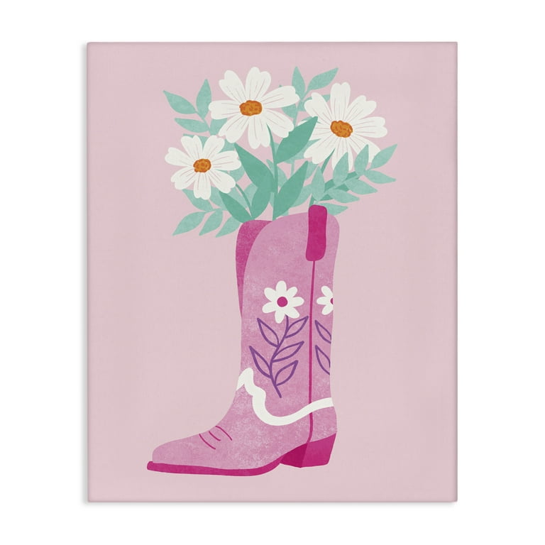 Stupell Industries Retro Cowgirl Bouquet Plants Flowers Painting