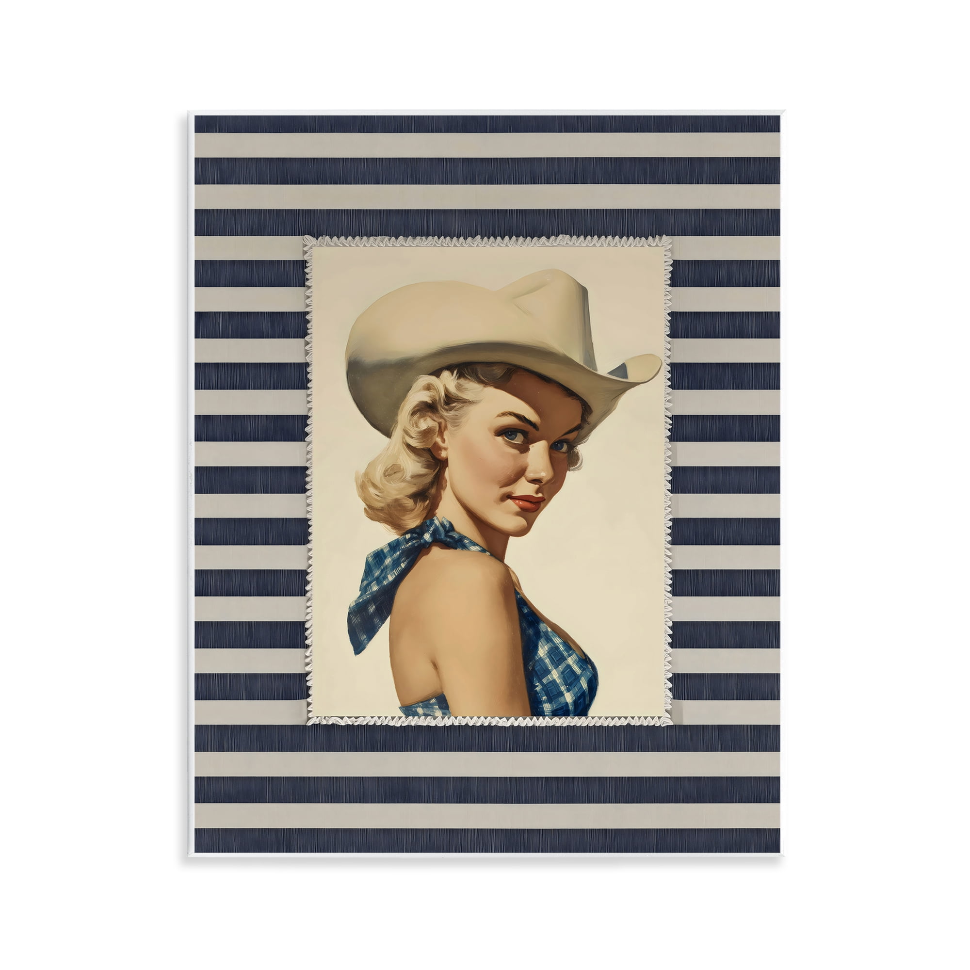 Stupell Industries Retro Cowgirl Stripes Wall Plaque Art, design by Arlington Prints