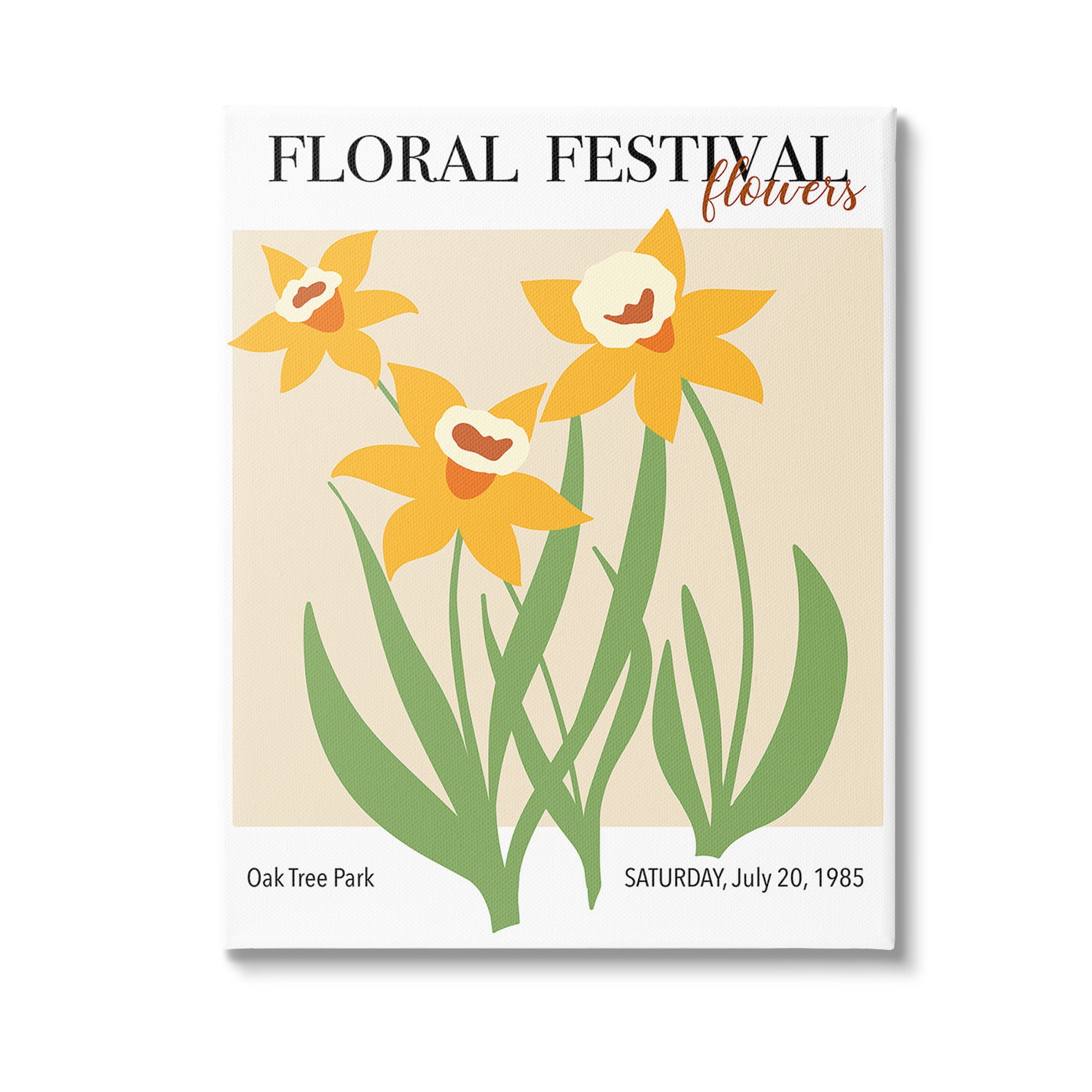 Stupell Industries Retro Daffodil Festival Botanical & Floral Painting Gallery Wrapped Canvas Art Print Wall Art, 24 x 30