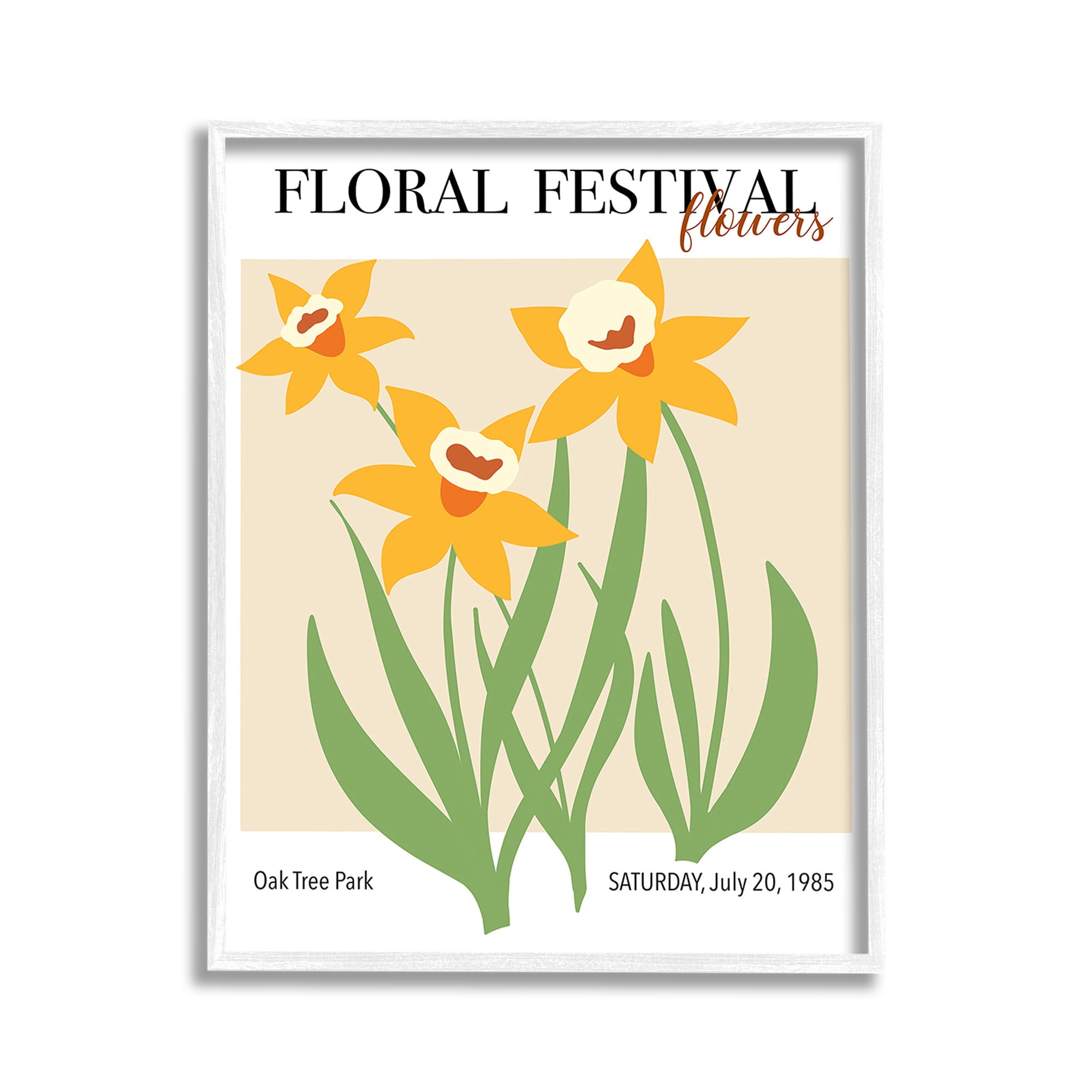 Stupell Industries Retro Daffodil Festival Botanical & Floral Painting White Framed Art Print Wall Art, 11 x 14