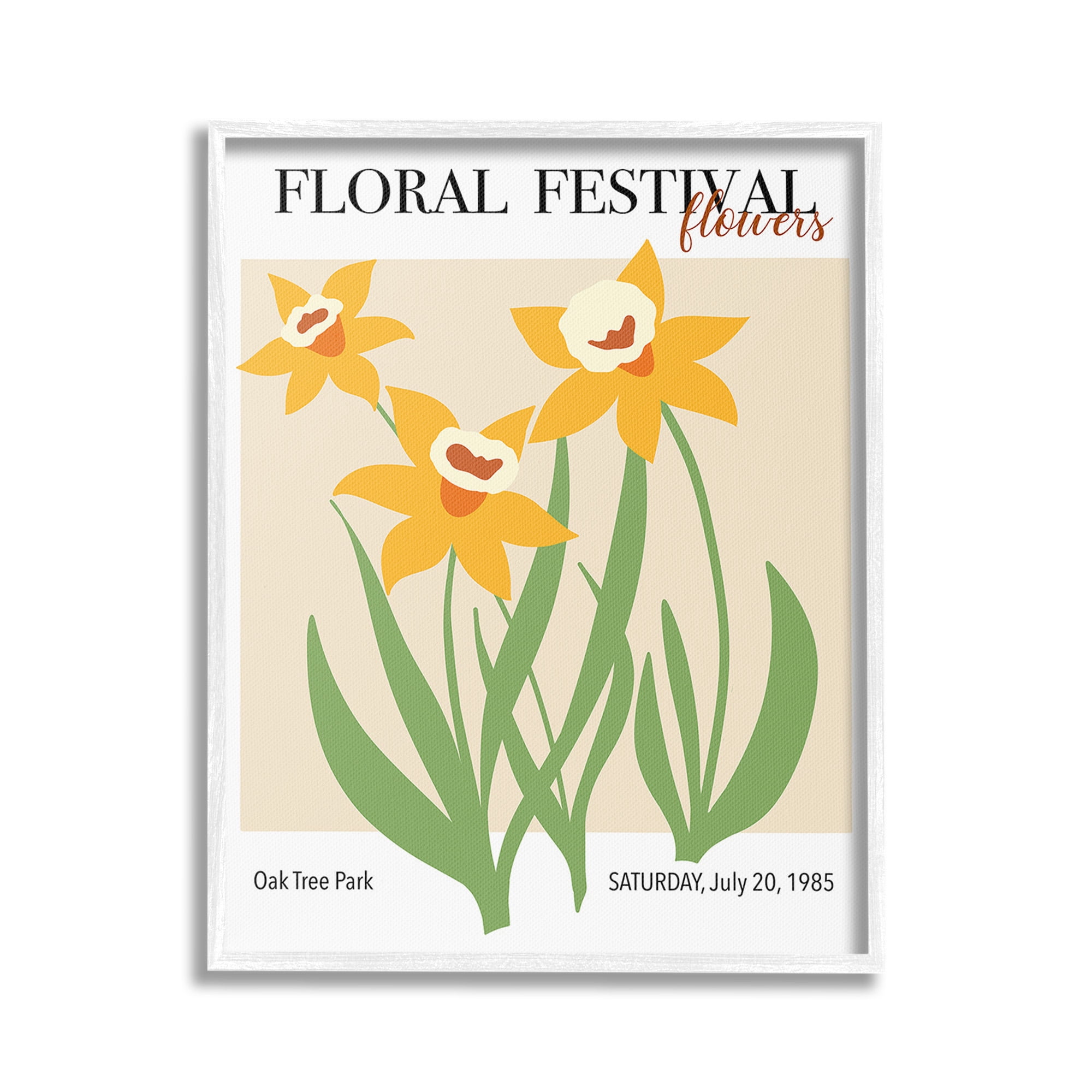 Stupell Industries Retro Daffodil Festival Botanical & Floral Painting White Framed Art Print Wall Art, 16 x 20