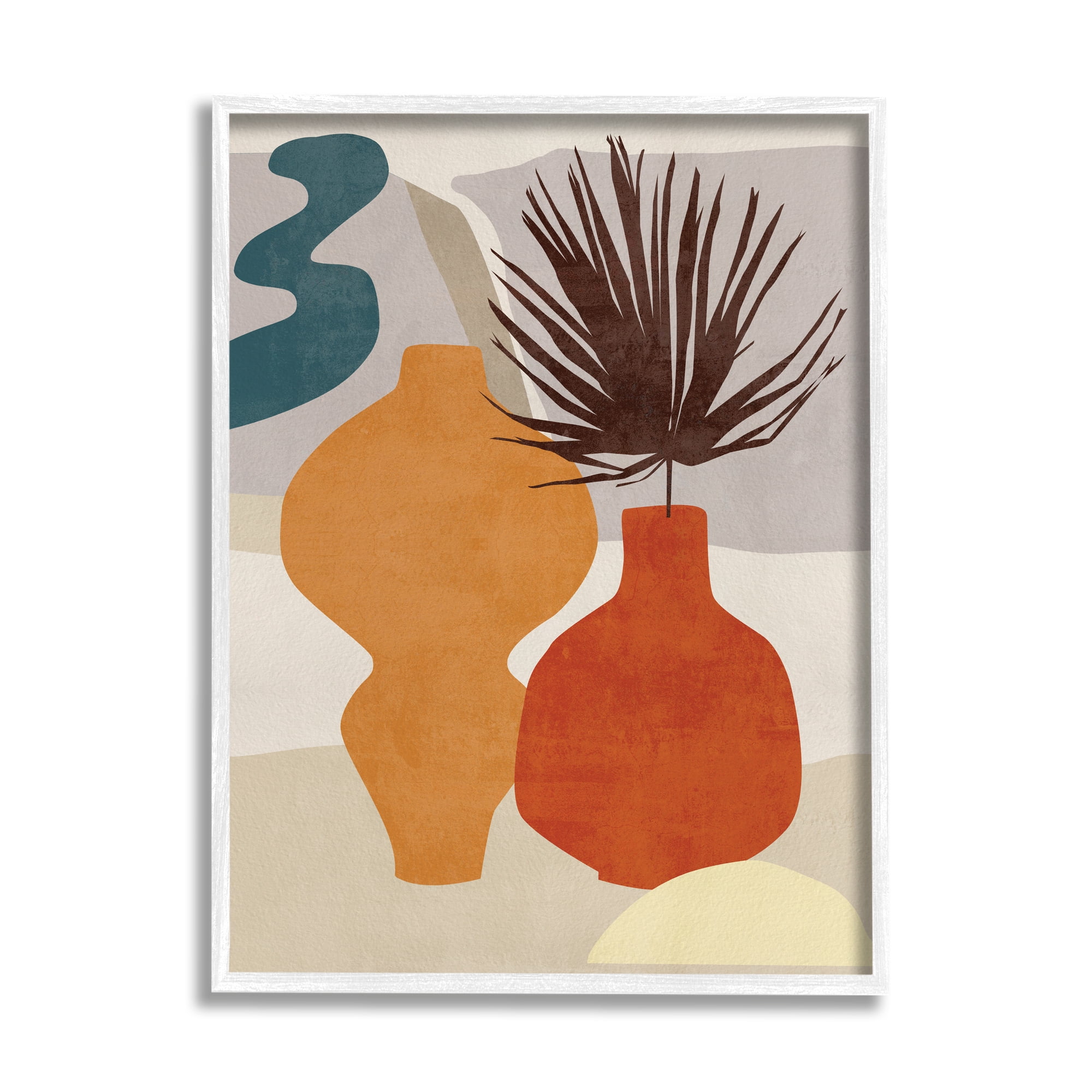Stupell Industries Retro Decorated Vases Earth Tones Abstract Pottery, 11 x 14, Designed by Melissa Wang