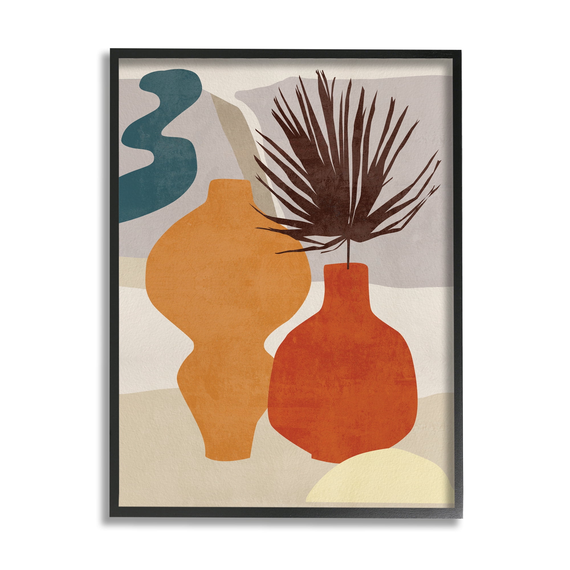 Stupell Industries Retro Decorated Vases Earth Tones Abstract Pottery, 11 x 14, Designed by Melissa Wang
