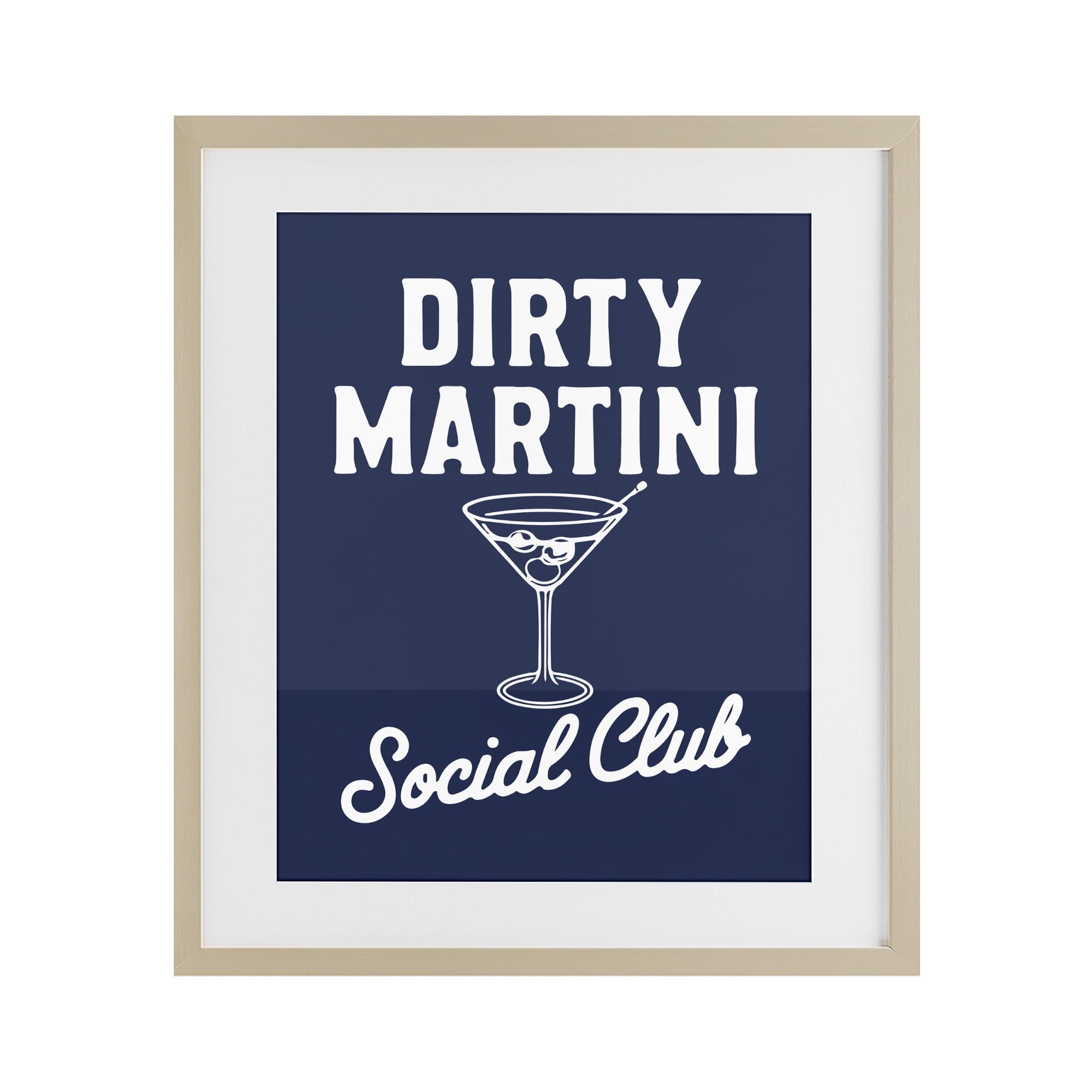 Stupell Industries Retro Dirty Martini Club Birch Framed Print Under Glass, design by Lettered and Lined