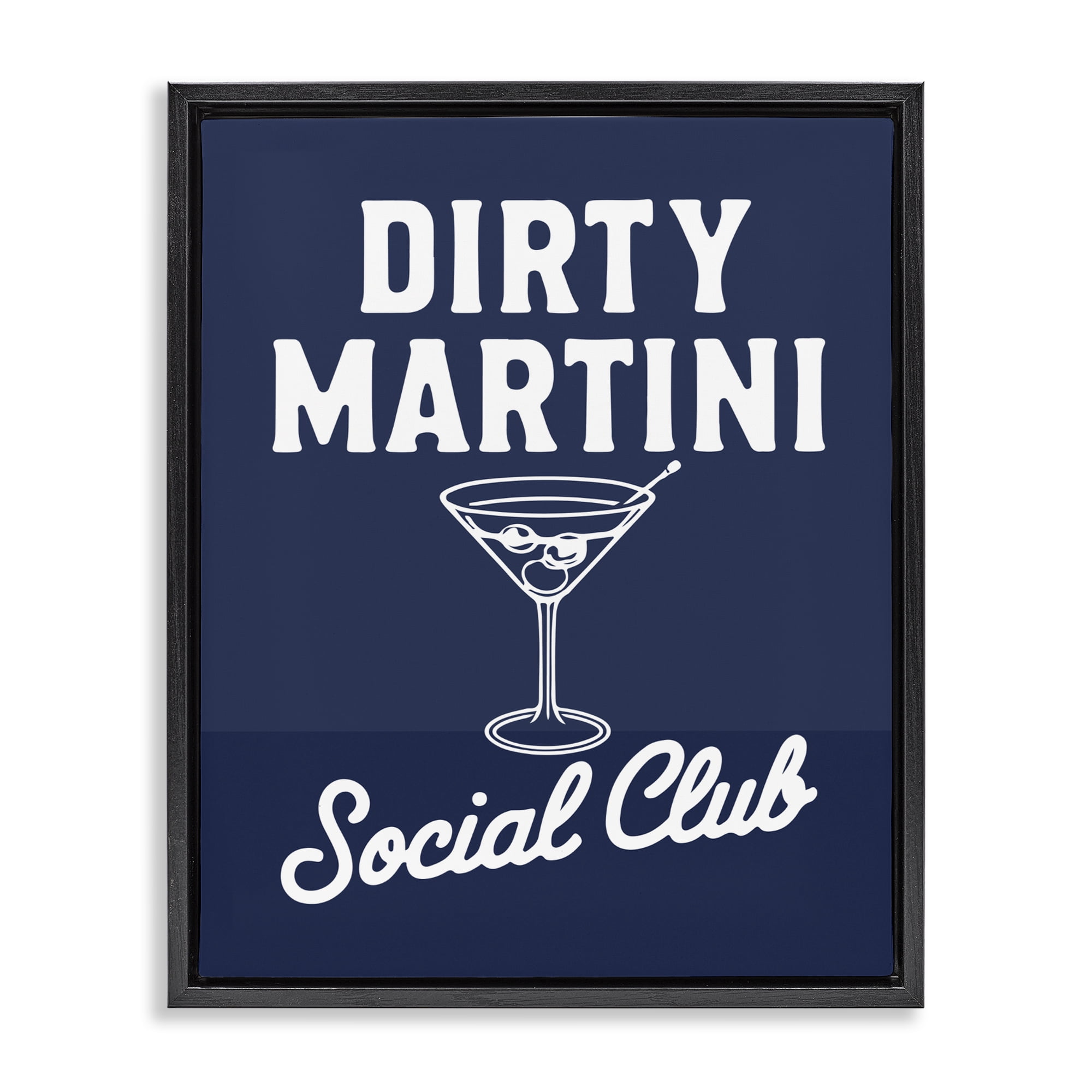 Stupell Industries Retro Dirty Martini Club Black Framed Floater Canvas Wall Art, design by Lettered and Lined