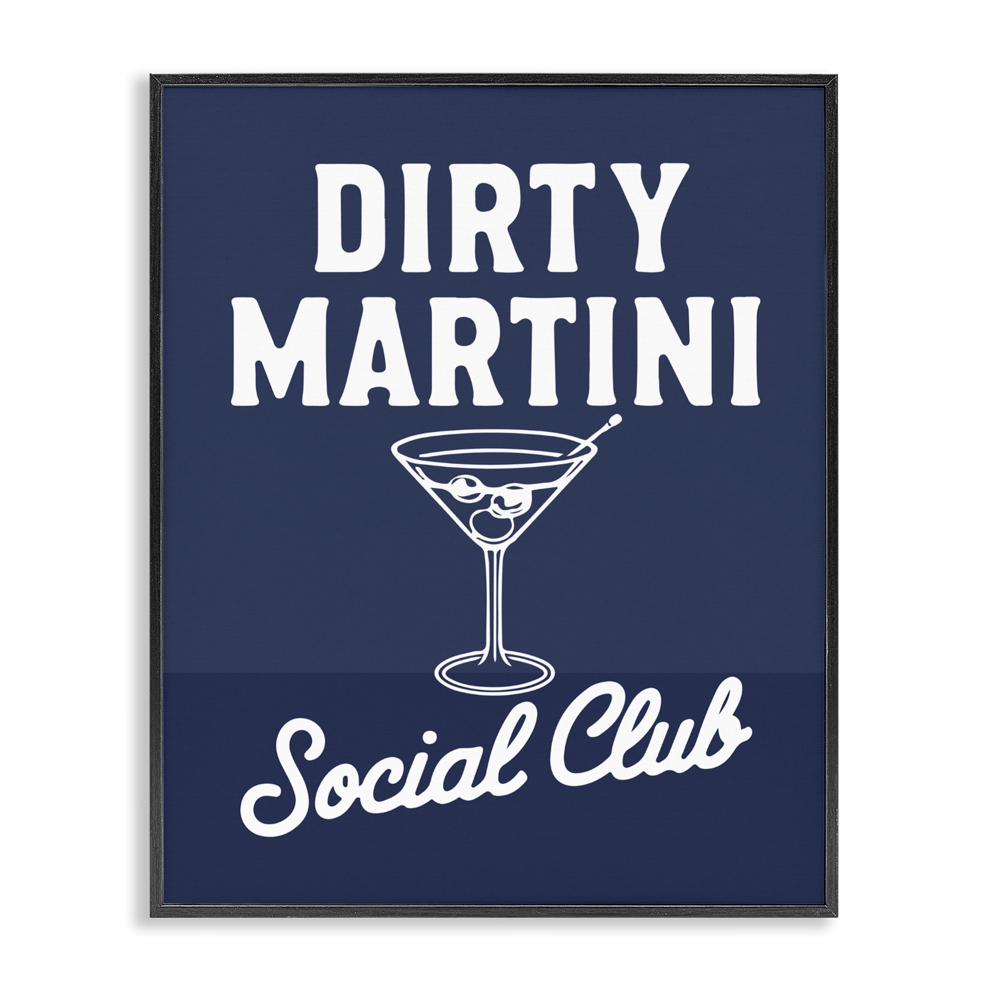 Stupell Industries Retro Dirty Martini Club Black Framed Giclee Art, design by Lettered and Lined