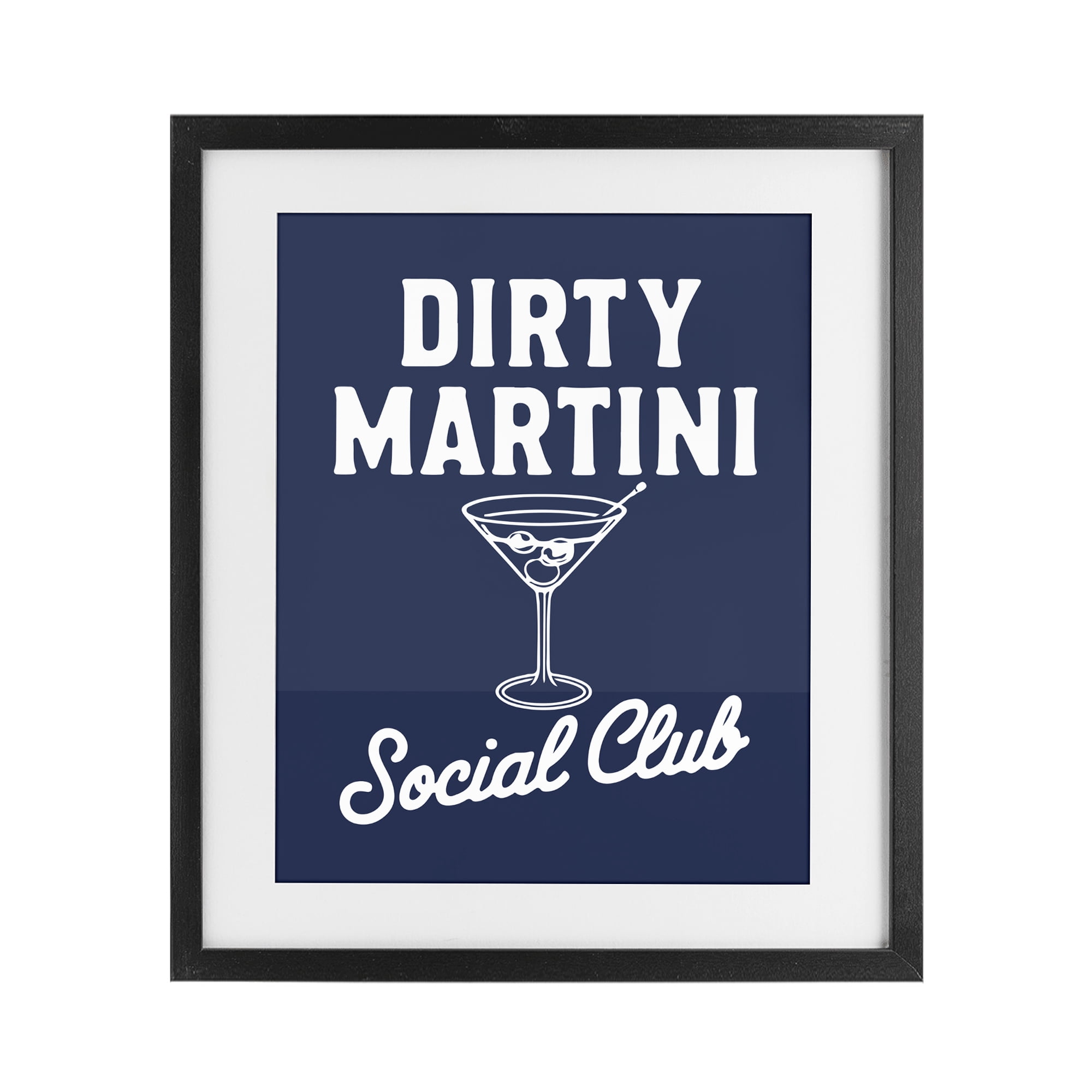 Stupell Industries Retro Dirty Martini Club Black Framed Print Under Glass, design by Lettered and Lined