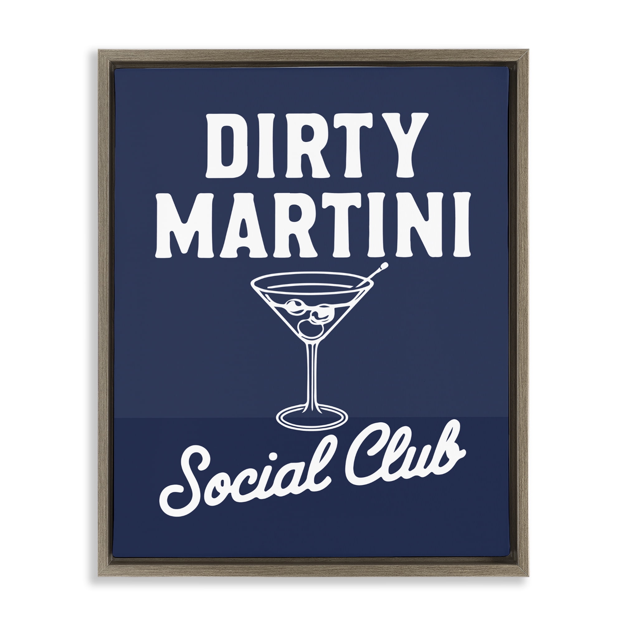 Stupell Industries Retro Dirty Martini Club Brown Framed Floater Canvas Wall Art, design by Lettered and Lined