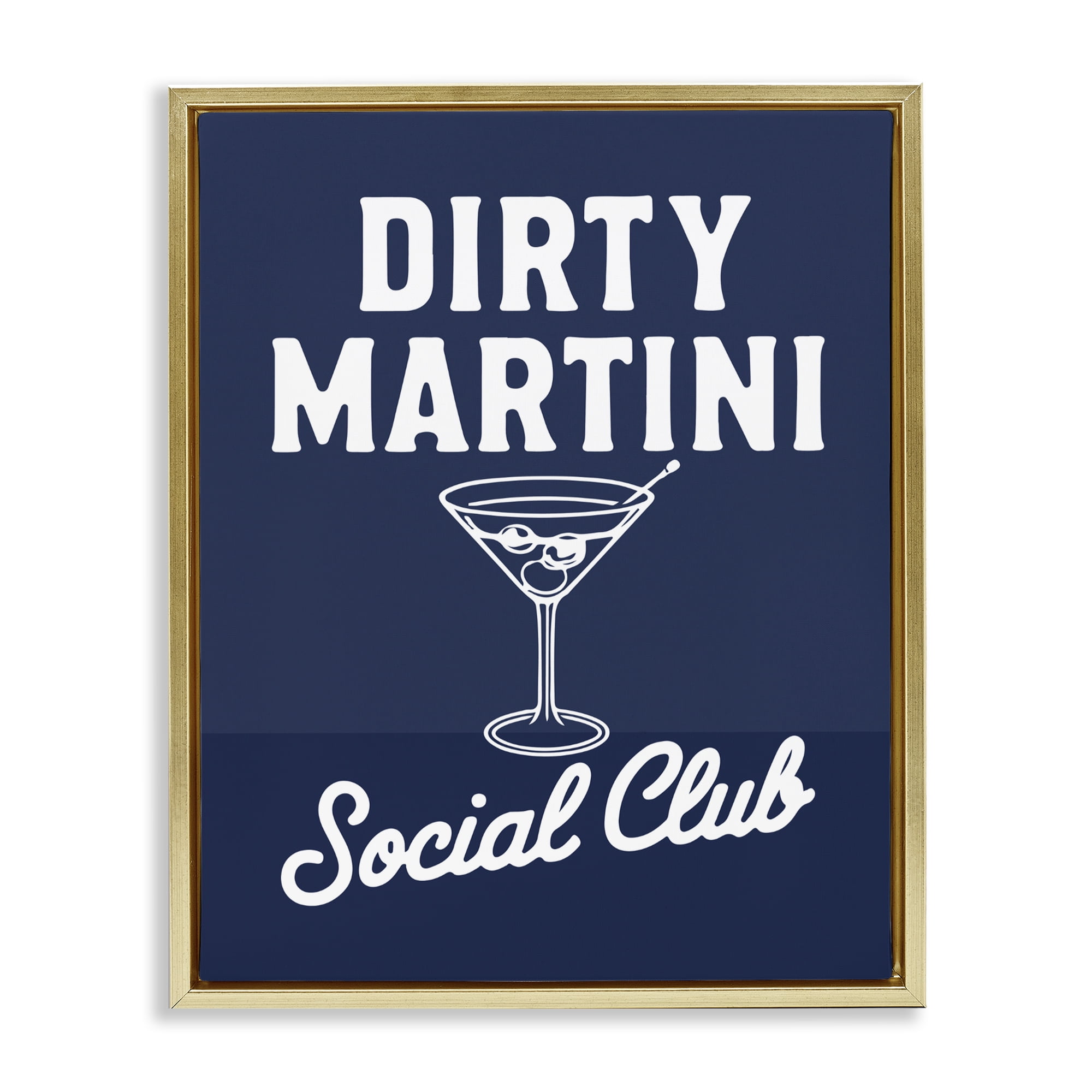 Stupell Industries Retro Dirty Martini Club Gold Framed Floater Canvas Wall Art, design by Lettered and Lined