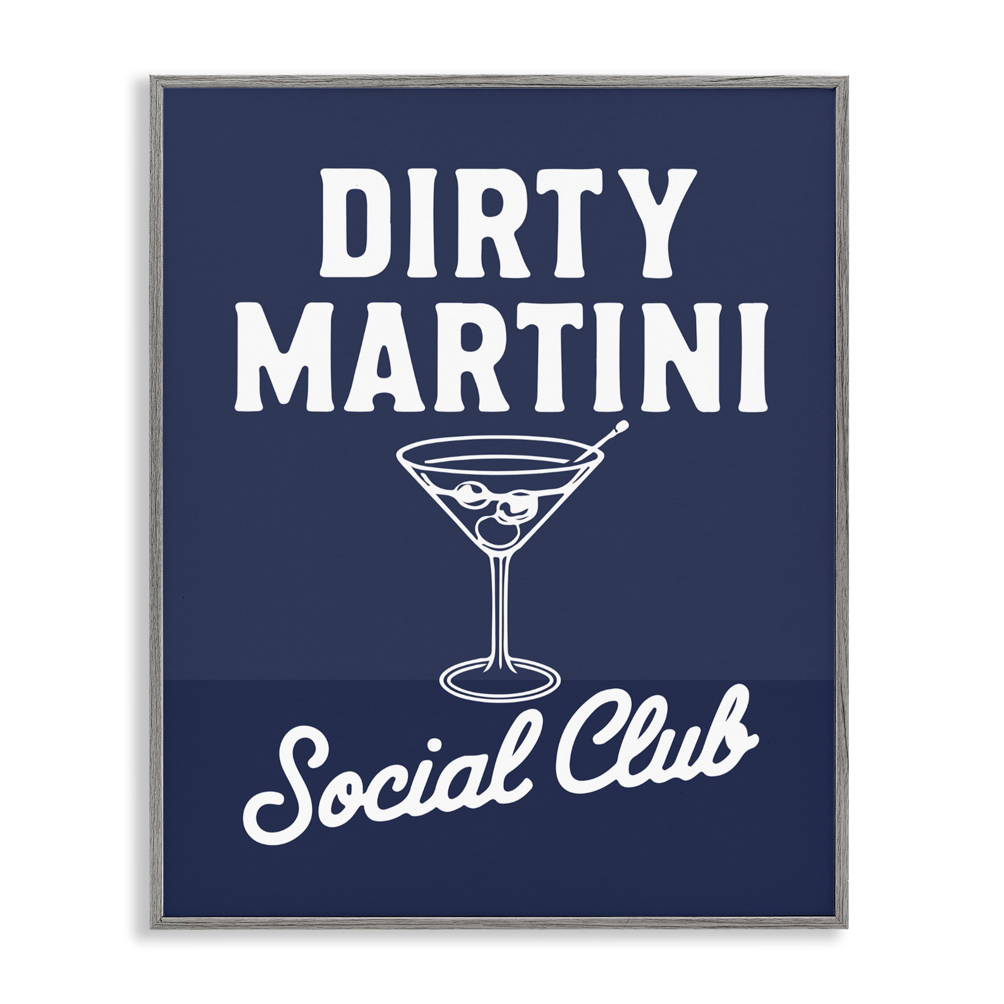 Stupell Industries Retro Dirty Martini Club Gray Framed Giclee Art, design by Lettered and Lined