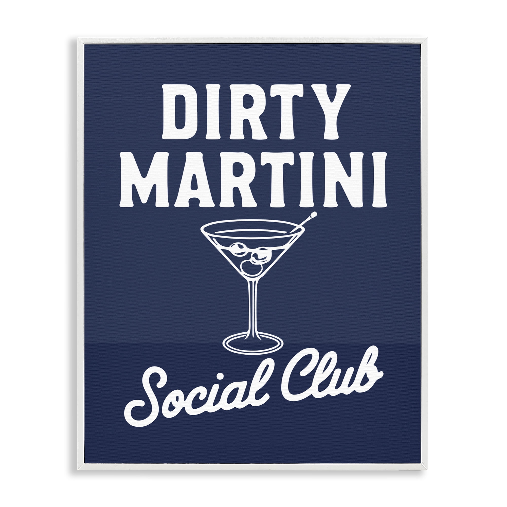 Stupell Industries Retro Dirty Martini Club White Framed Giclee Art, design by Lettered and Lined