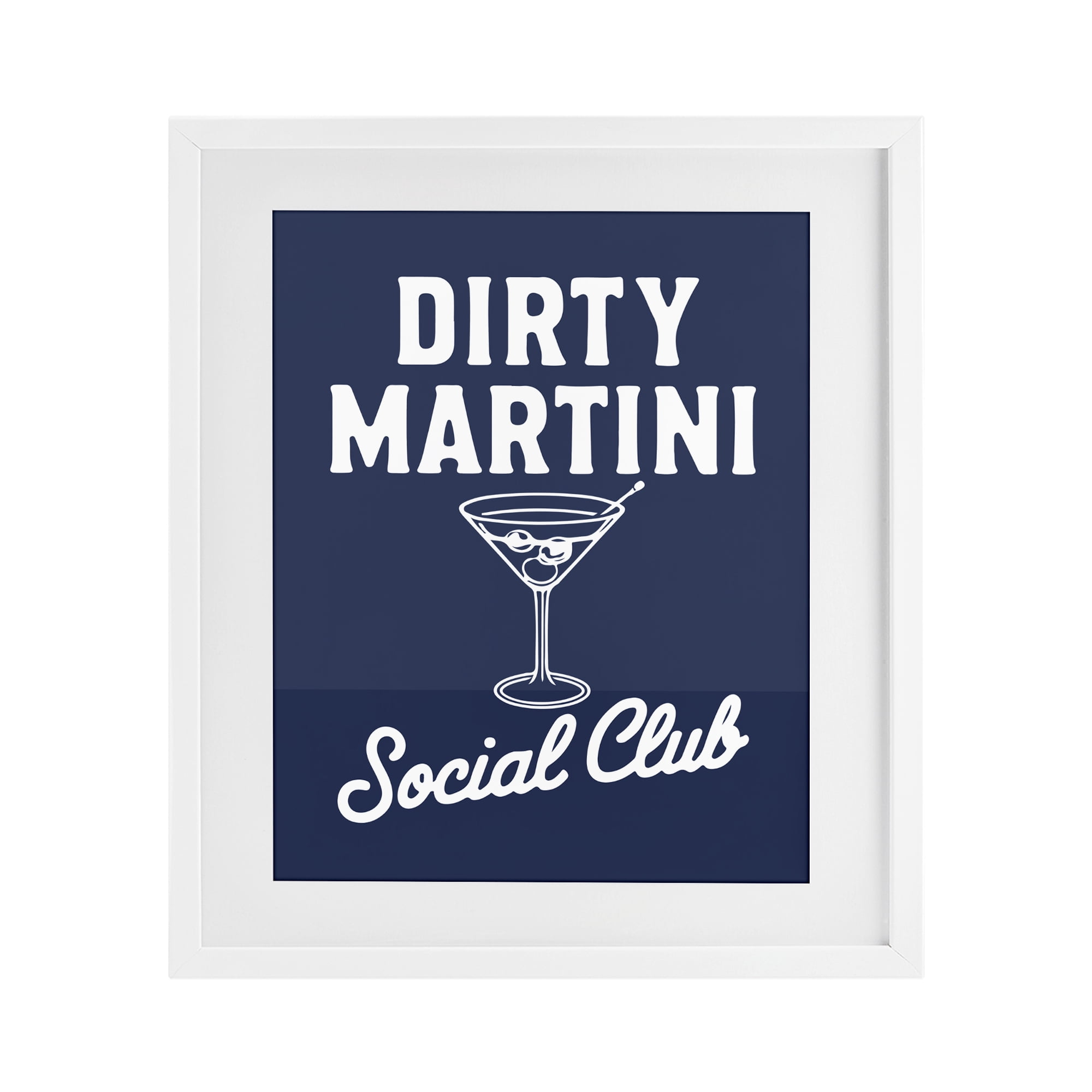Stupell Industries Retro Dirty Martini Club White Framed Print Under Glass, design by Lettered and Lined
