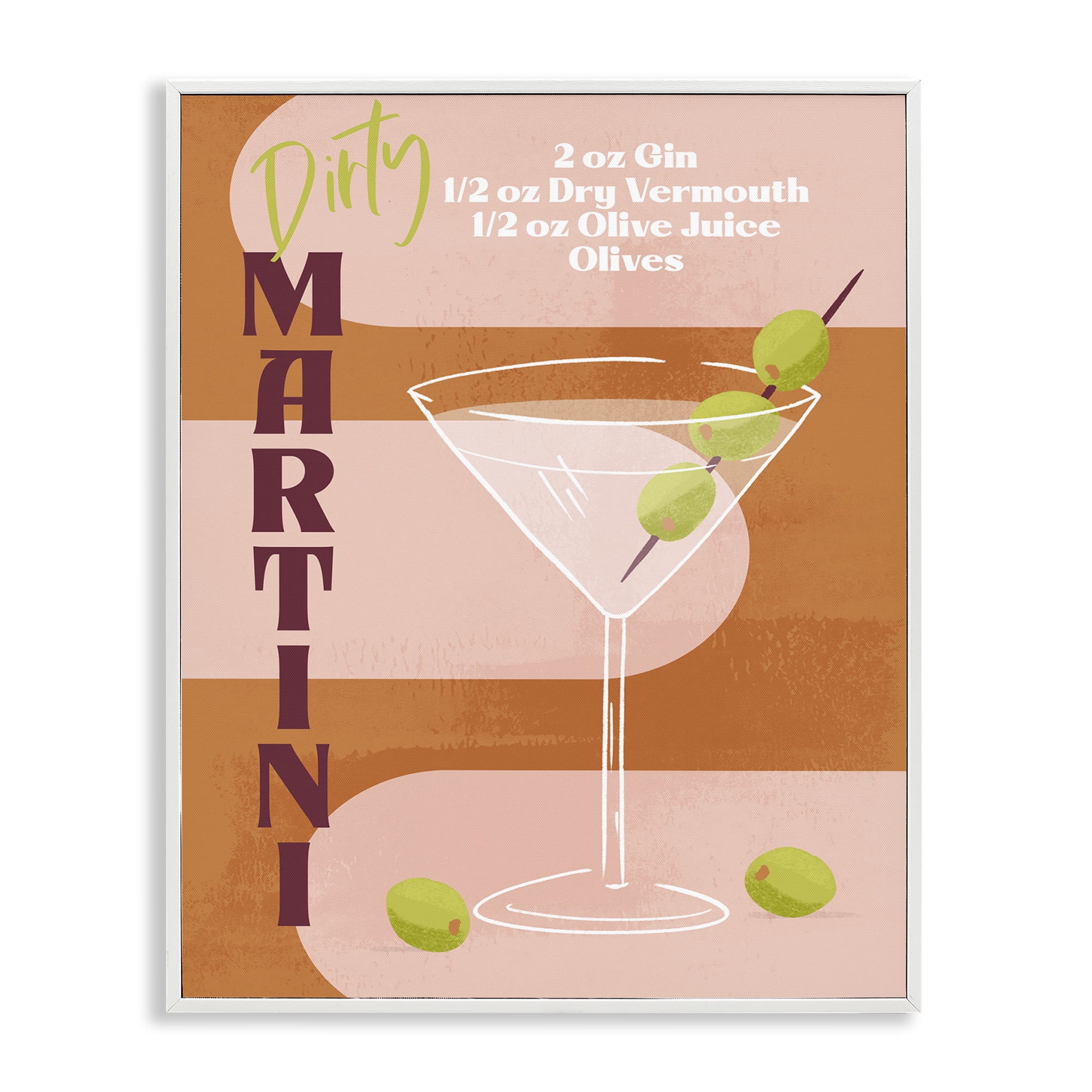 Stupell Industries Retro Dirty Martini Recipe Food & Beverage Painting White Framed Art Print Wall Art, 16 x 20