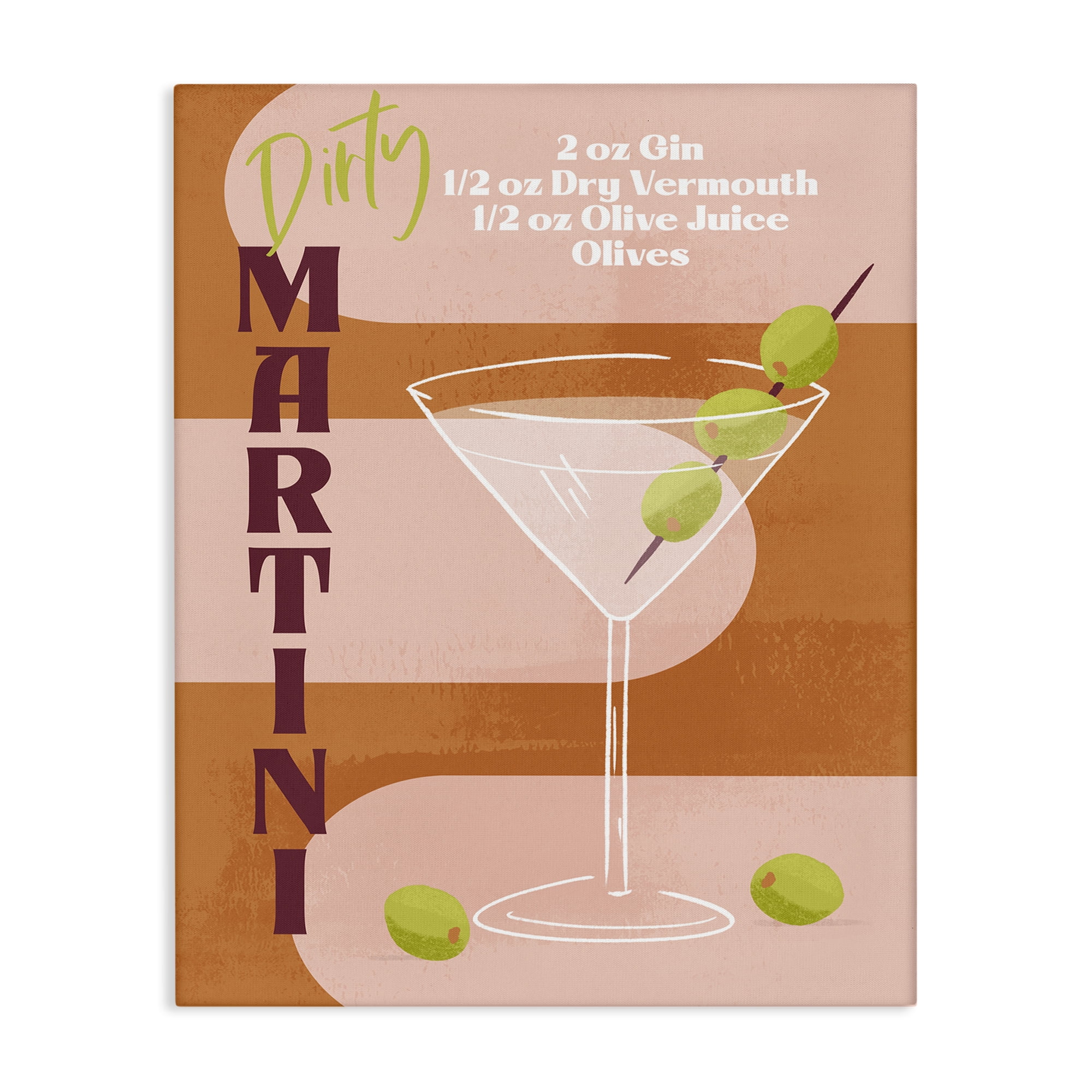 Stupell Industries Retro Dirty Martini Recipe Food & Beverage Painting Wrapped Canvas Art Print Wall Art, 16 x 20