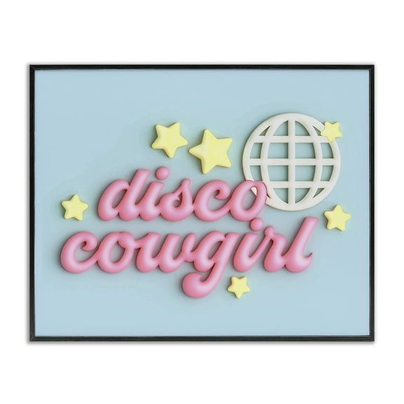 Stupell Industries Retro Disco Cowgirl Entertainment Painting Black Framed Art Print Wall Art, 14 x 11