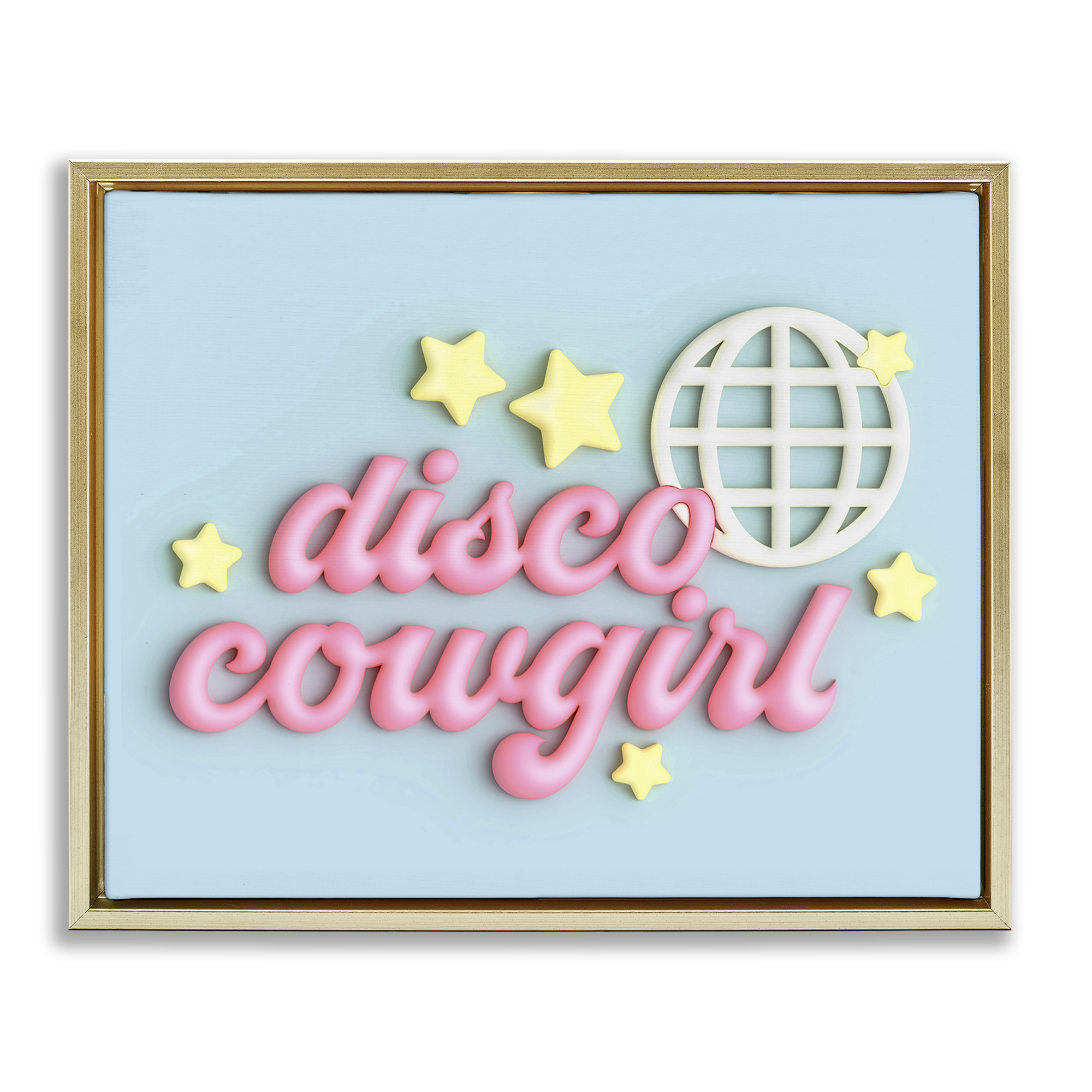 Stupell Industries Retro Disco Cowgirl Entertainment Painting Gold Floater Framed Canvas Art Print Wall Art, 31 x 25