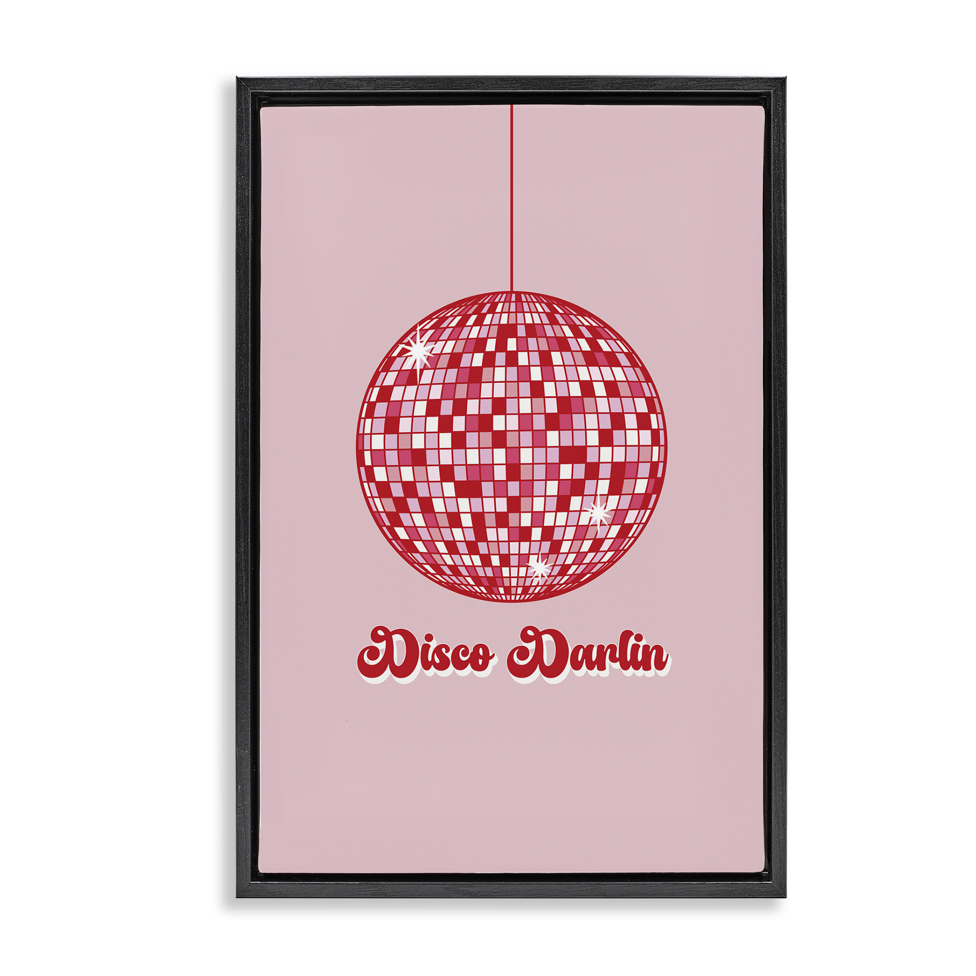 Stupell Industries Retro Disco Darlin Typography Painting Black Floater Framed Art Print Wall Art, 17 x 25