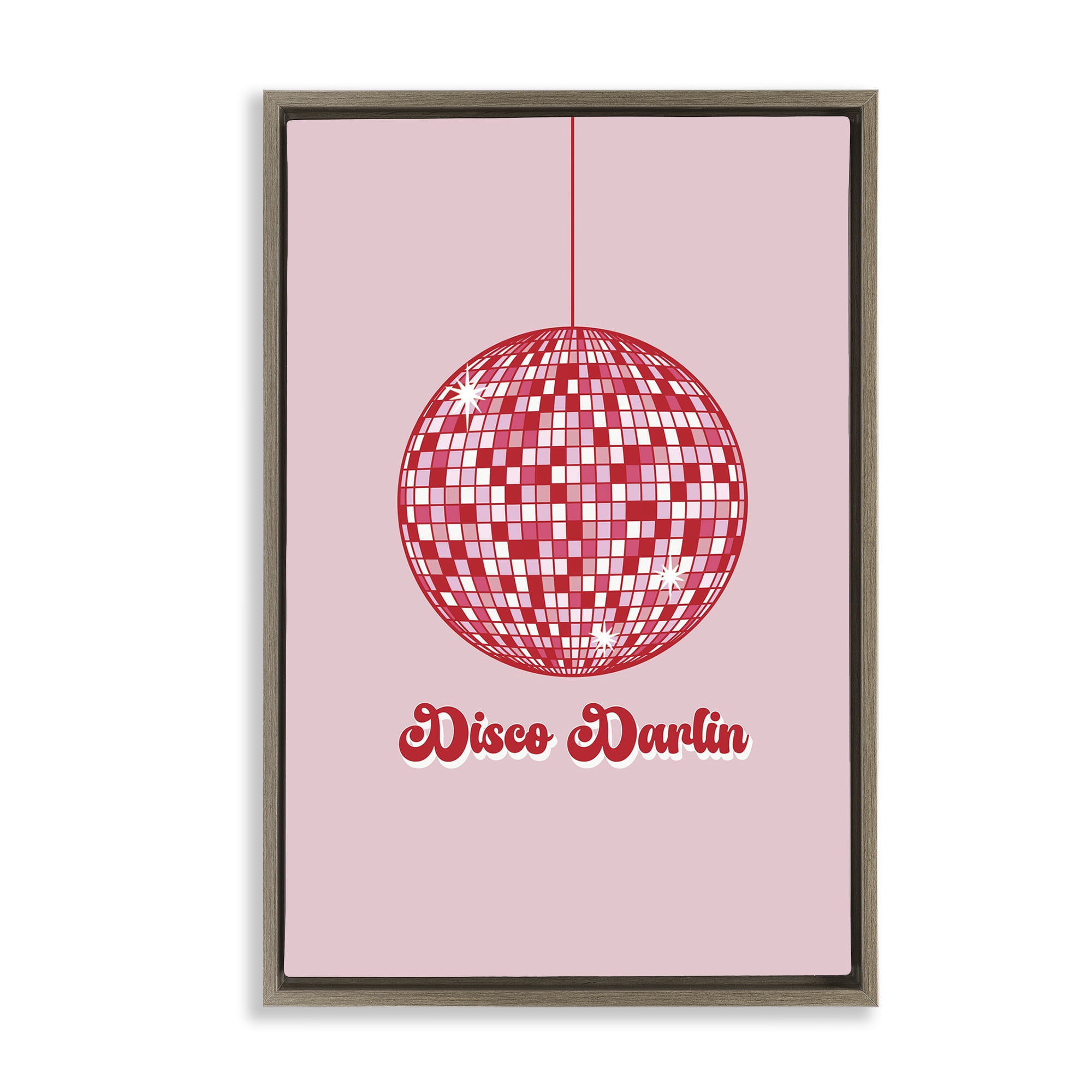 Stupell Industries Retro Disco Darlin Typography Painting Brown Floater Framed Art Print Wall Art, 21 x 31