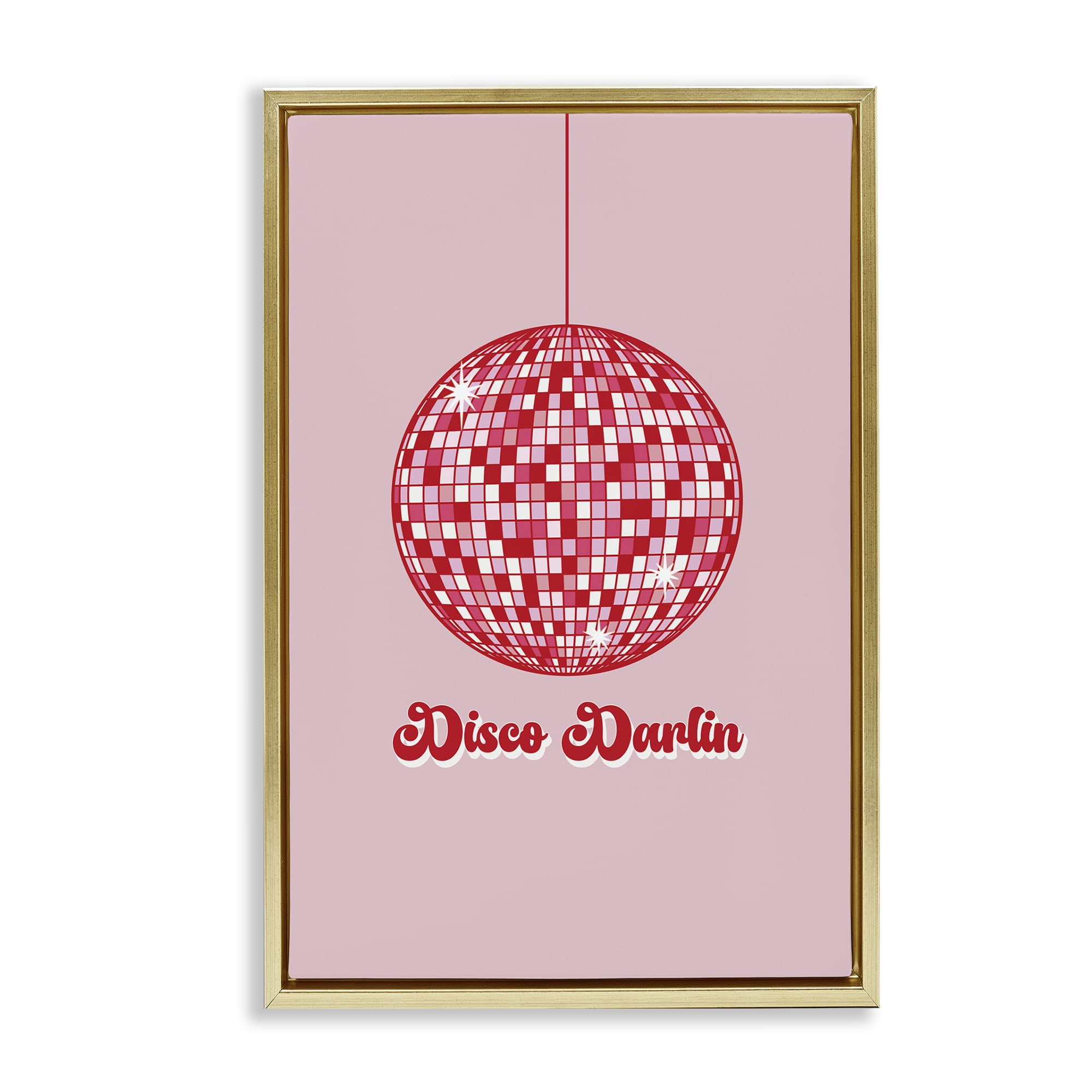 Stupell Industries Retro Disco Darlin Typography Painting Gold Floater Framed Art Print Wall Art, 17 x 25