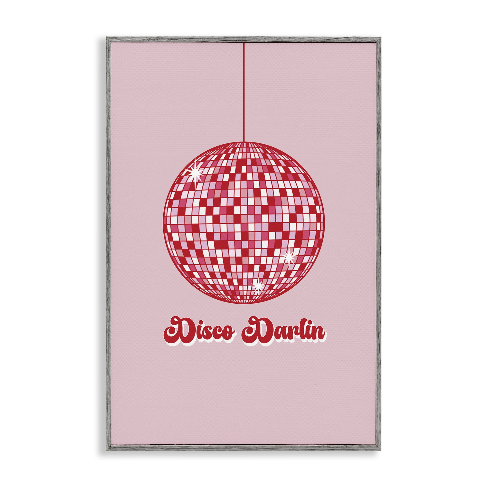 Stupell Industries Retro Disco Darlin Typography Painting Gray Framed Art Print Wall Art, 20 x 30