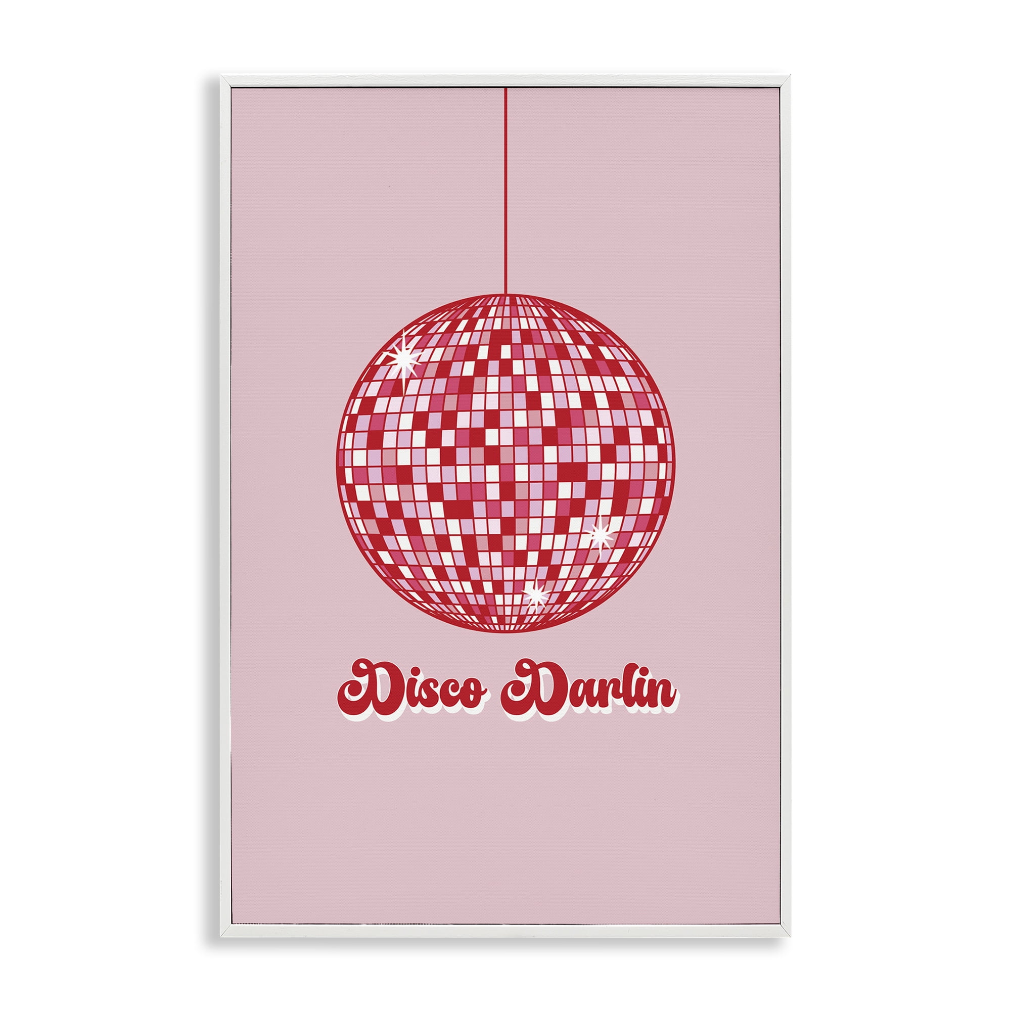 Stupell Industries Retro Disco Darlin Typography Painting White Framed Art Print Wall Art, 20 x 30