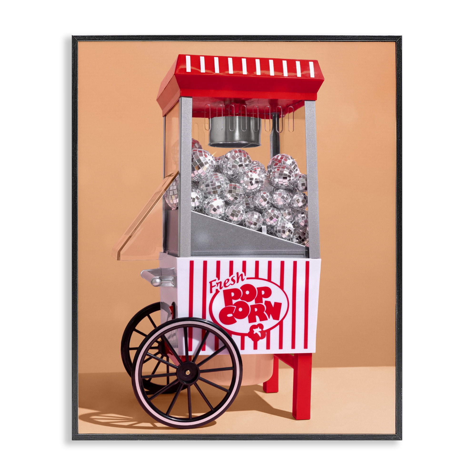 Stupell Industries Retro Disco Popcorn Machine Black Framed Giclee Art, design by LISH Creative