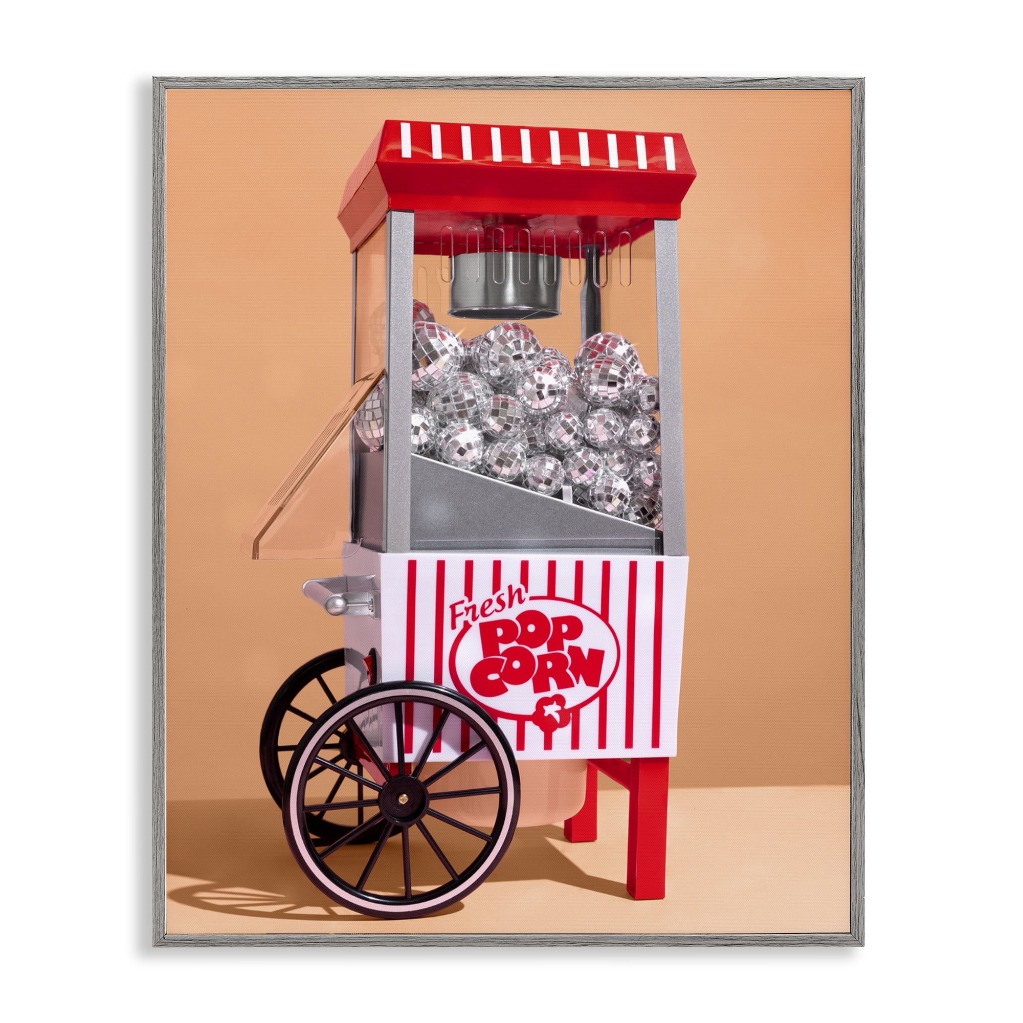 Stupell Industries Retro Disco Popcorn Machine Gray Framed Giclee Art, design by LISH Creative
