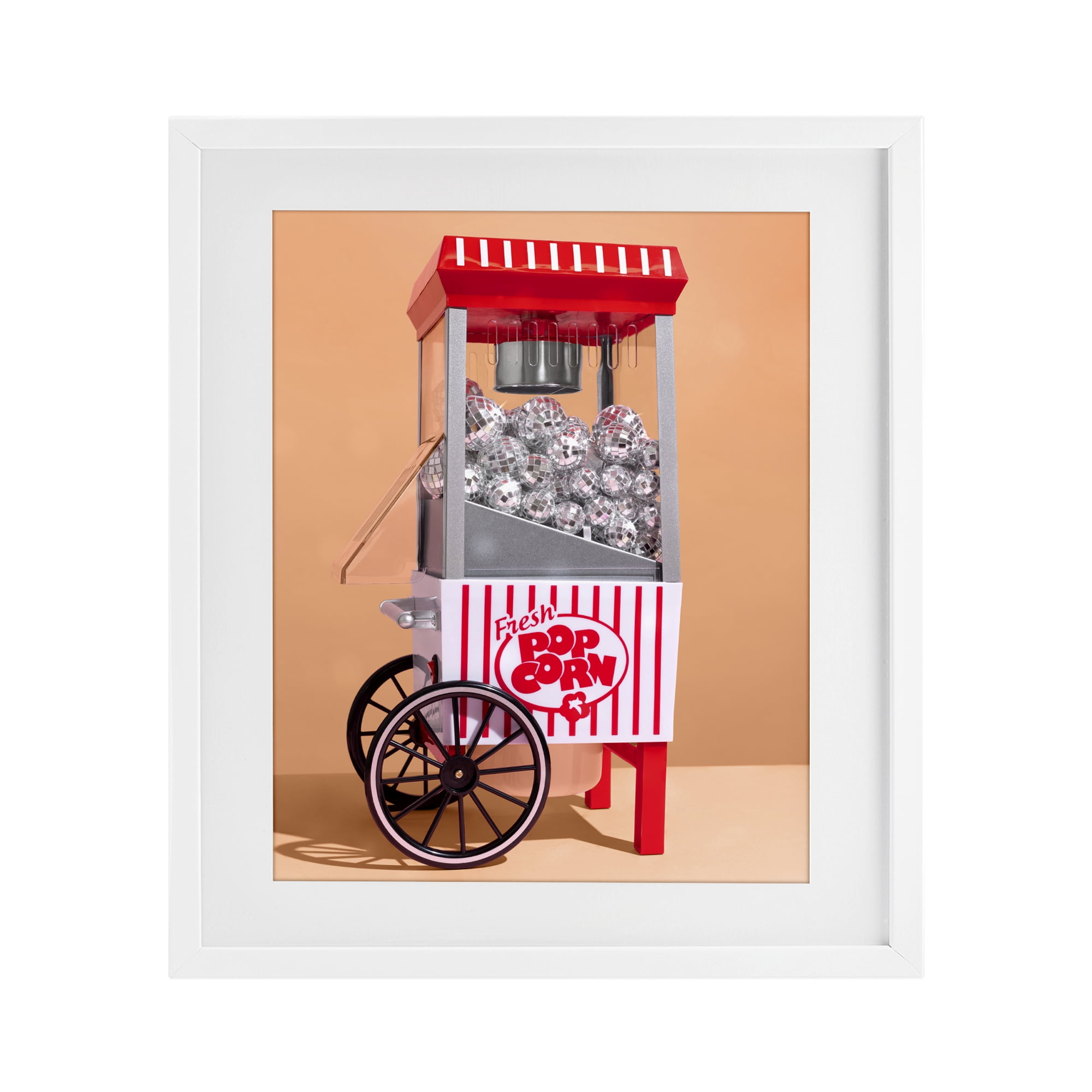 Stupell Industries Retro Disco Popcorn Machine White Framed Print Under Glass, design by LISH Creative