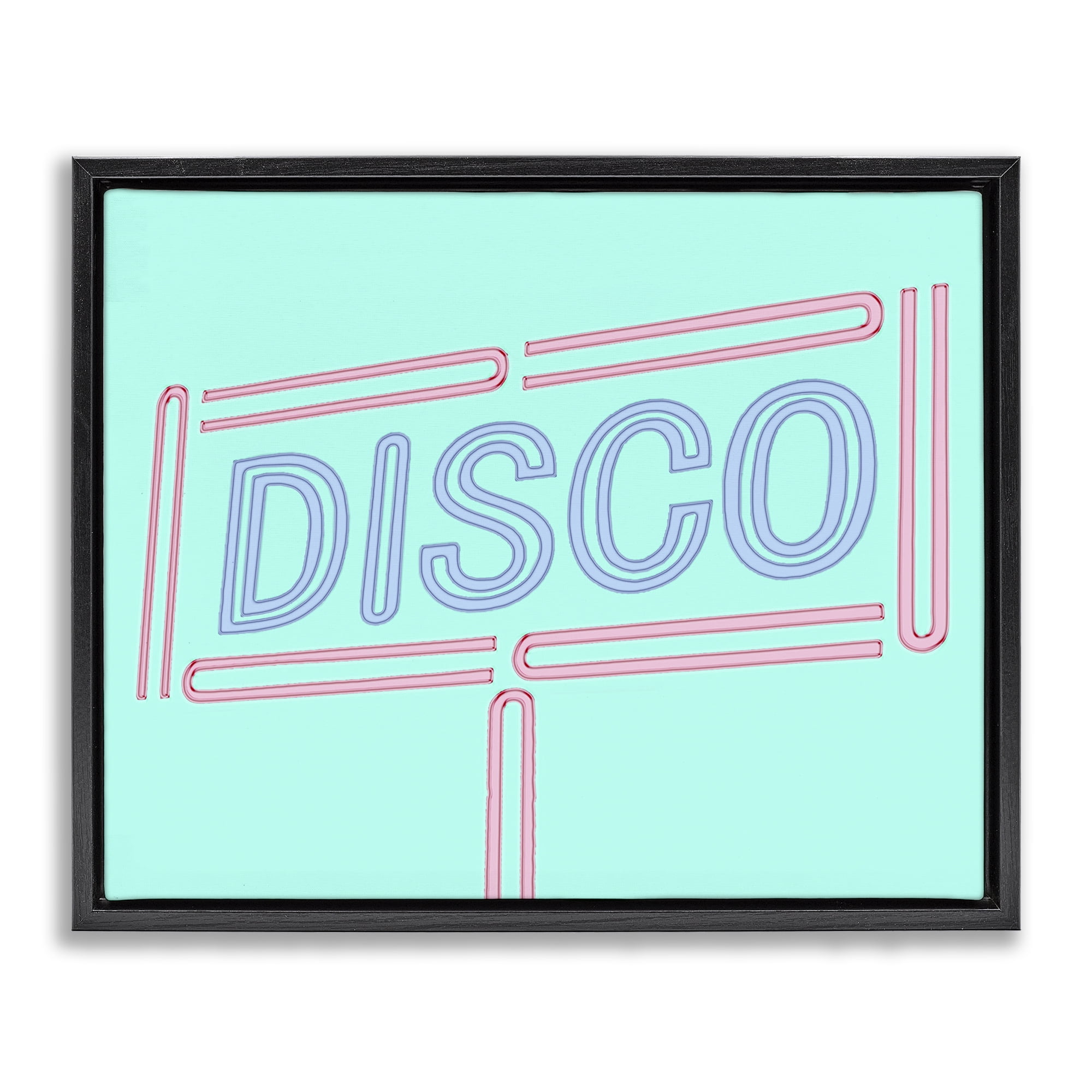 Stupell Industries Retro Disco Sign Typography Painting Black Floater Framed Art Print Wall Art, 31 x 25