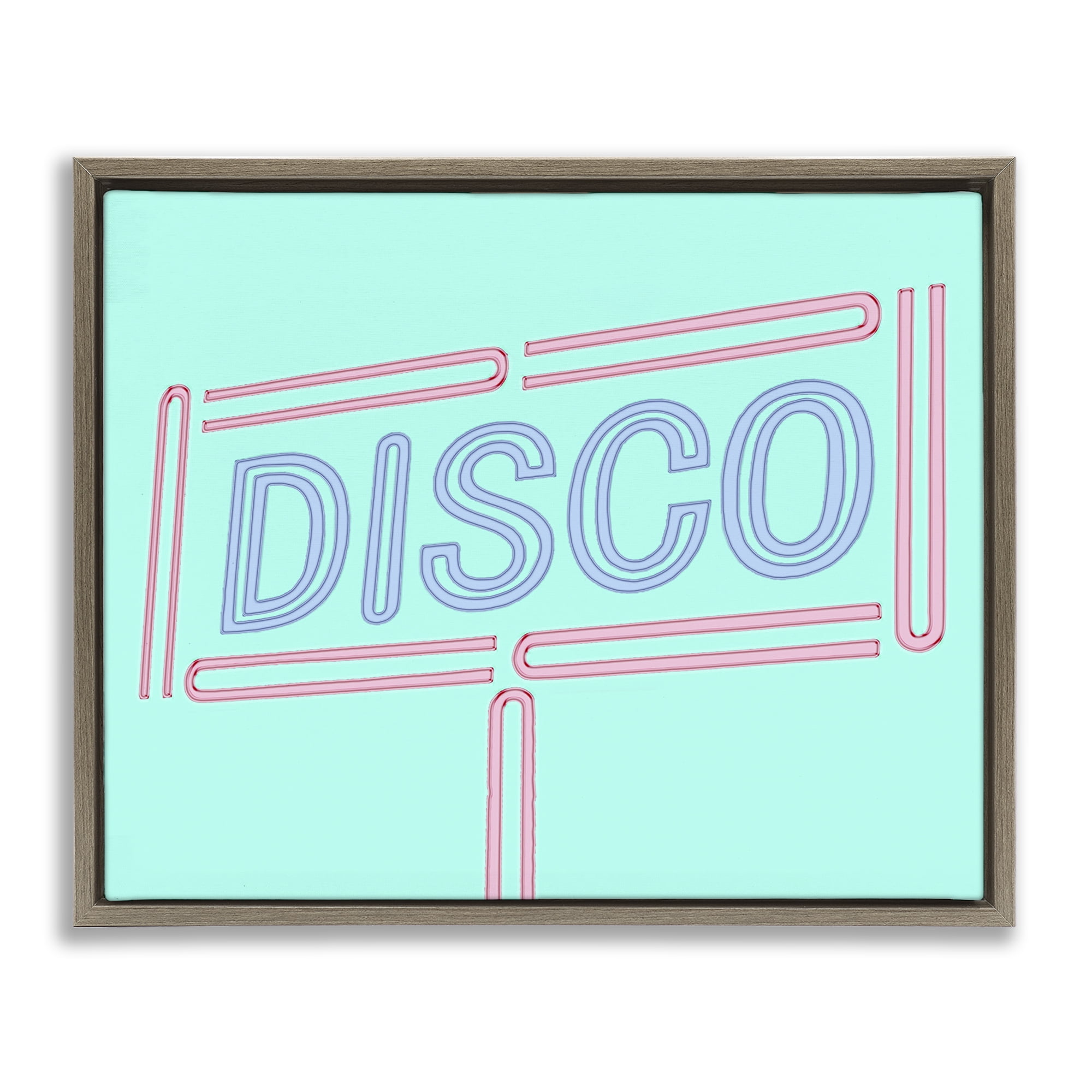 Stupell Industries Retro Disco Sign Typography Painting Brown Floater Framed Art Print Wall Art, 31 x 25