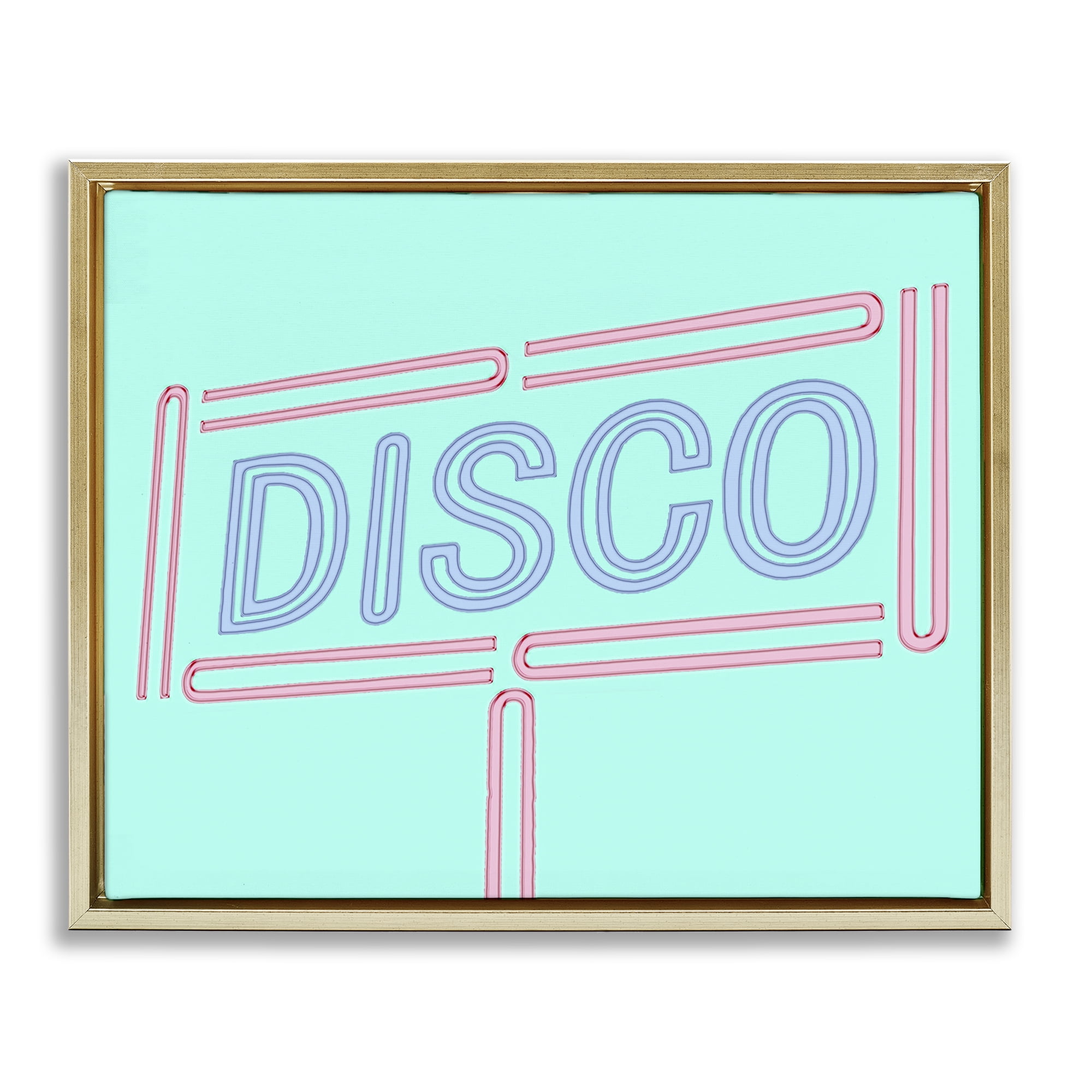 Stupell Industries Retro Disco Sign Typography Painting Gold Floater Framed Art Print Wall Art, 31 x 25
