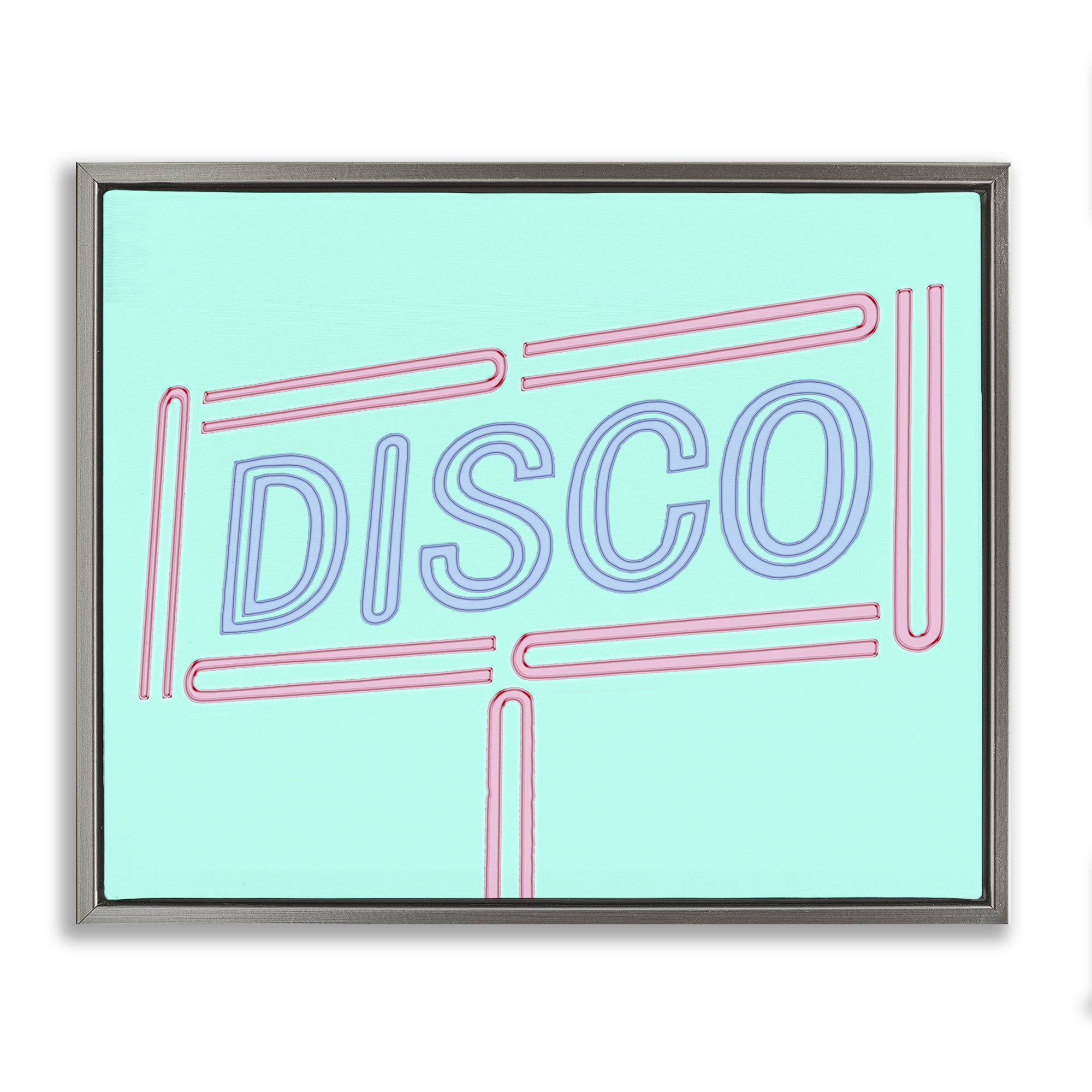 Stupell Industries Retro Disco Sign Typography Painting Gray Floater Framed Art Print Wall Art, 21 x 17