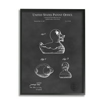 Stupell Industries Retro Duck Toy Blueprint Graphic Art Black Framed Art Print Wall Art, Design by Karl Hronek