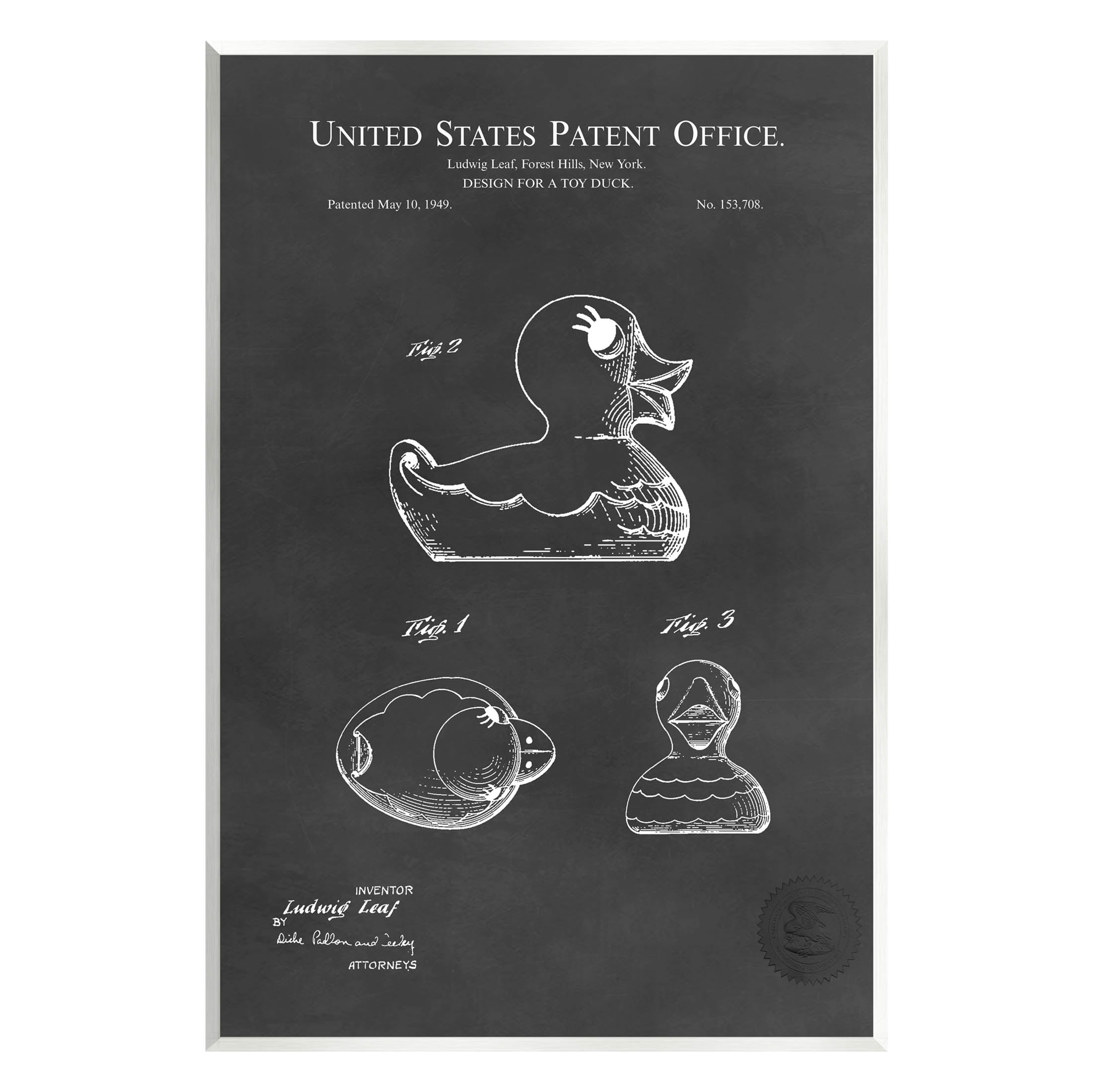 Stupell Industries Retro Duck Toy Blueprint Graphic Art Unframed Art Print Wall Art, Design by Karl Hronek