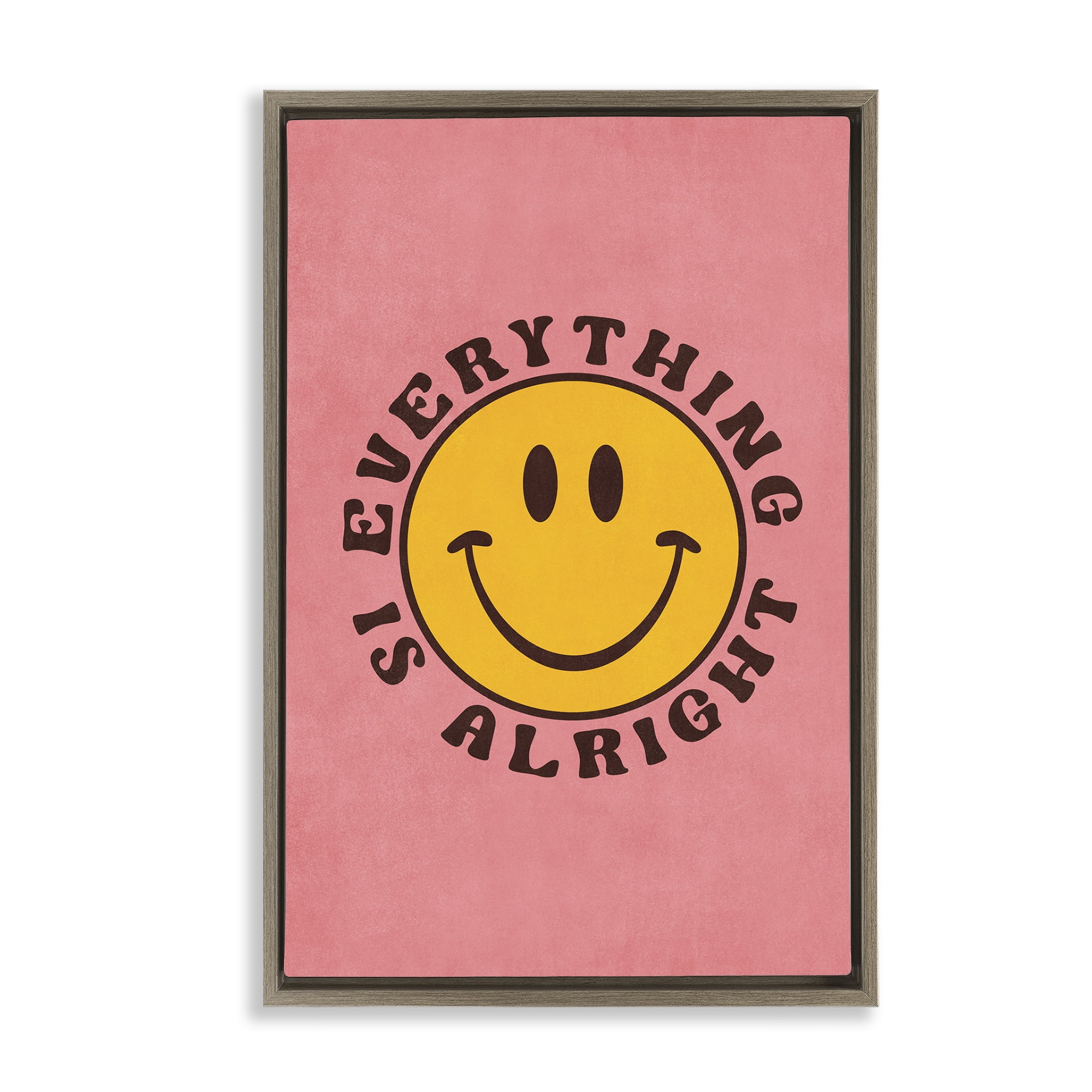 Stupell Industries Retro Everything Is Alright Text & Numbers Painting Brown Floater Framed Canvas Art Print Wall Art, 21 x 31