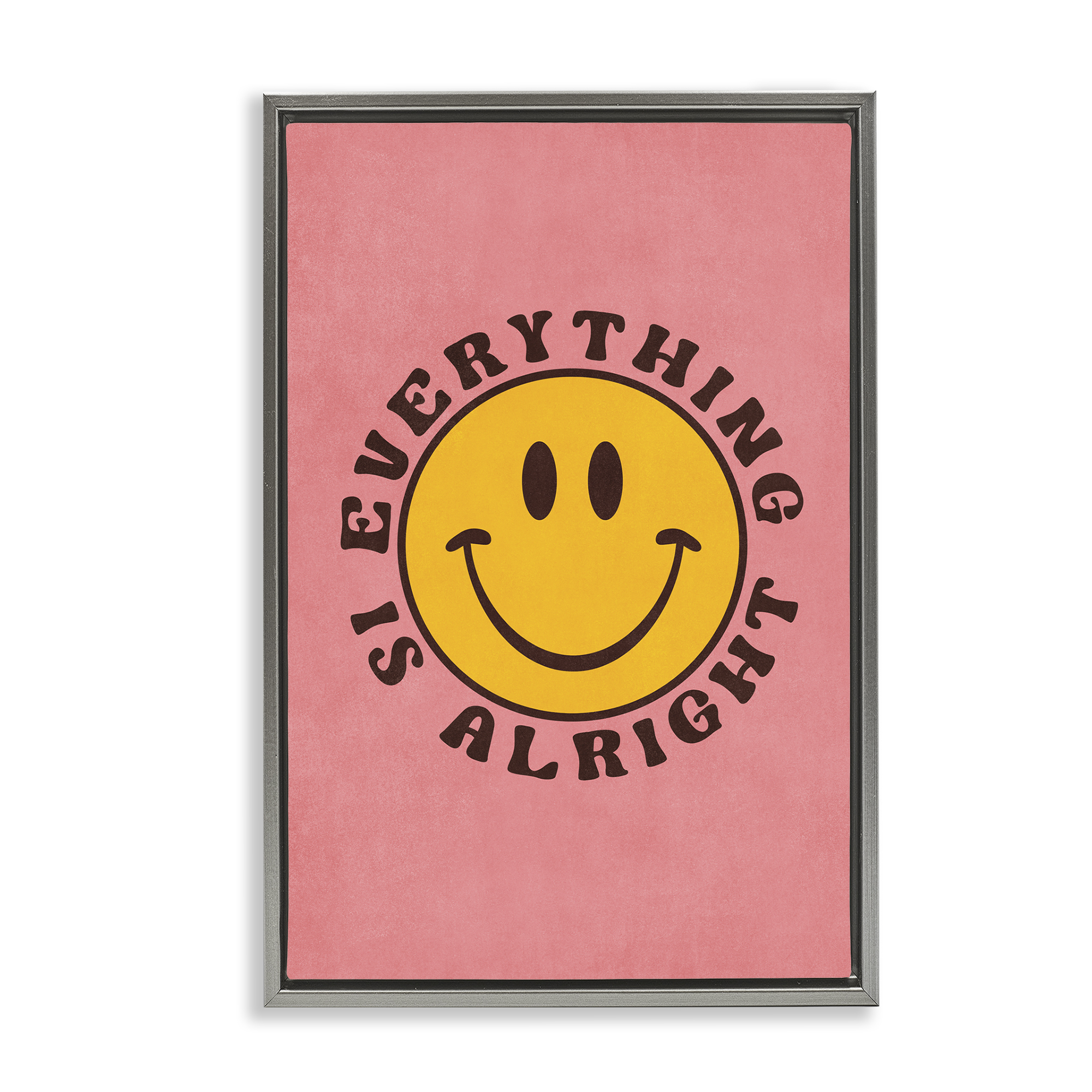 Stupell Industries Retro Everything Is Alright Text & Numbers Painting Gray Floater Framed Canvas Art Print Wall Art, 17 x 25