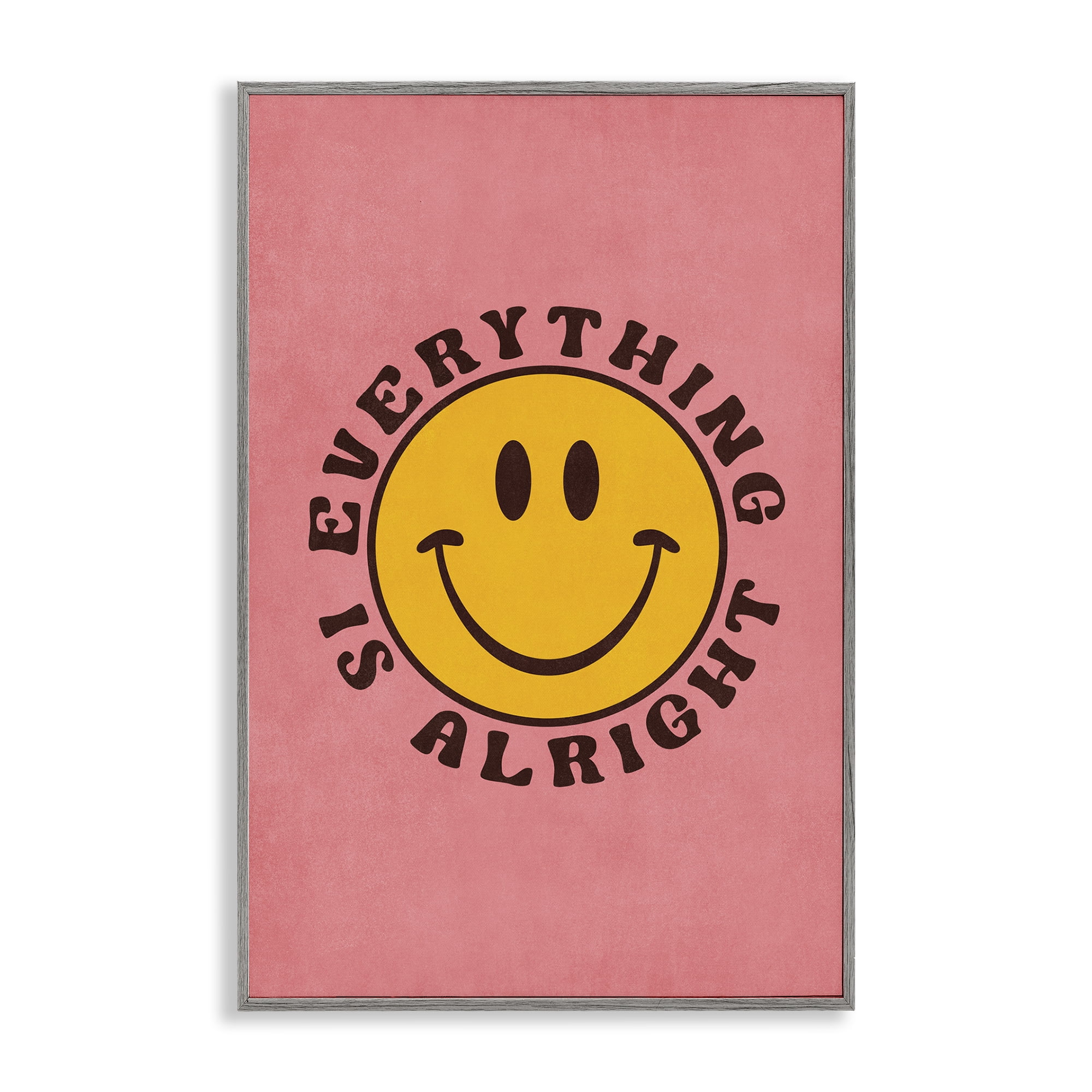 Stupell Industries Retro Everything Is Alright Text & Numbers Painting Gray Framed Art Print Wall Art, 12 x 18