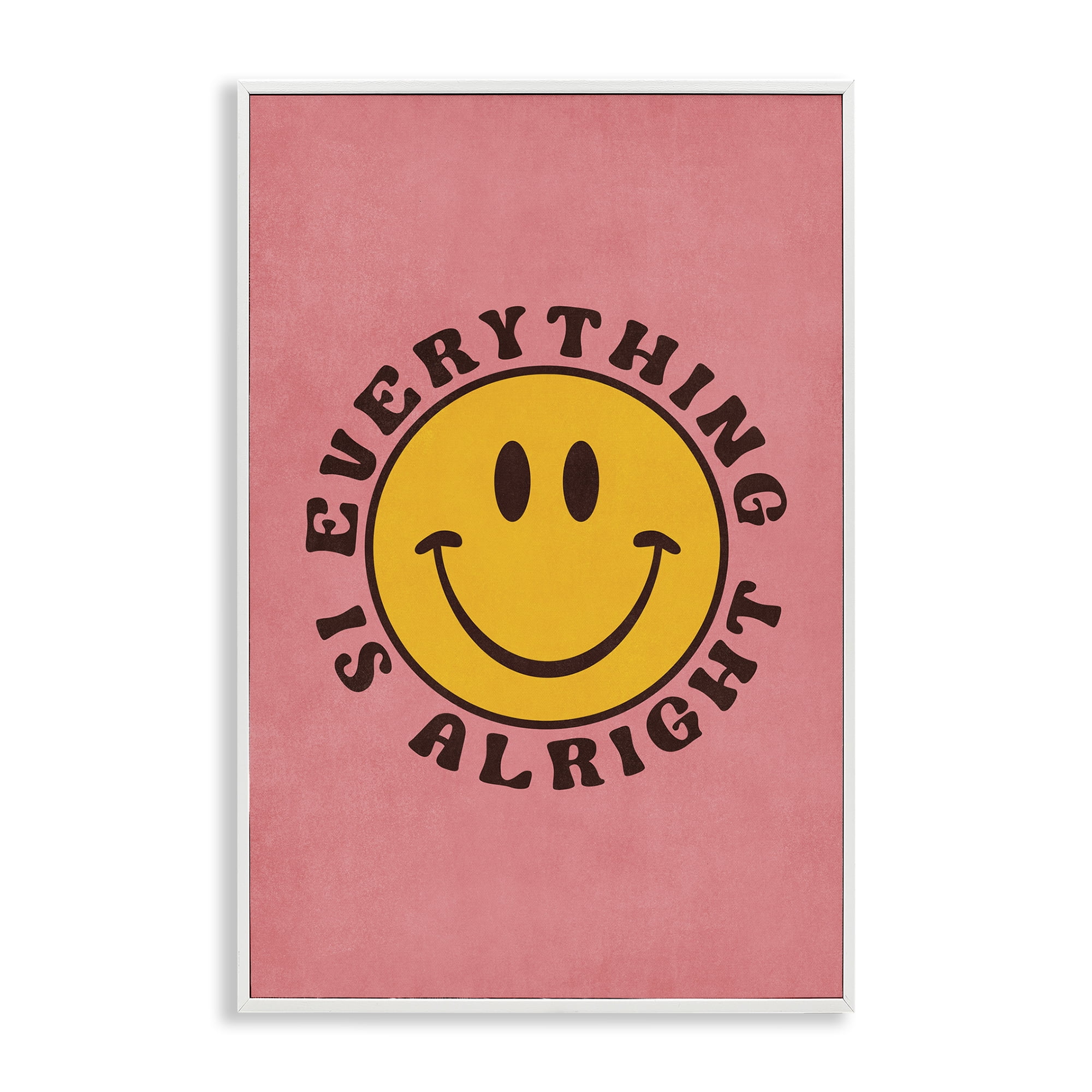 Stupell Industries Retro Everything Is Alright Text & Numbers Painting White Framed Art Print Wall Art, 12 x 18