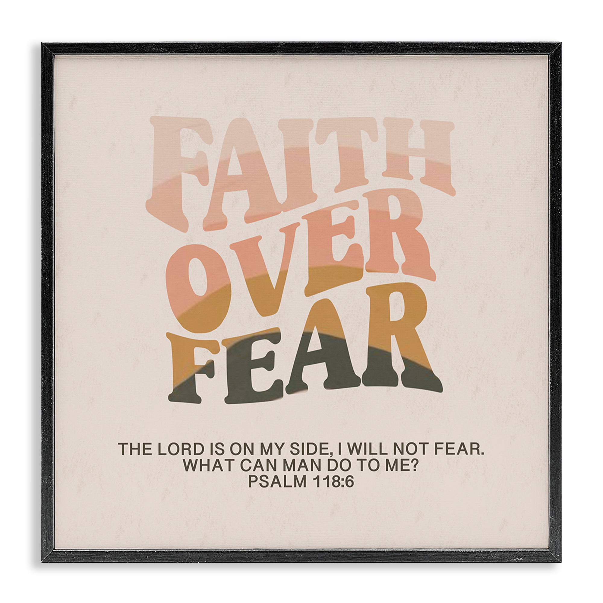 Stupell Industries Retro Faith Over Fear Religious & Spiritual Painting Black Framed Art Print Wall Art, 17 x 17