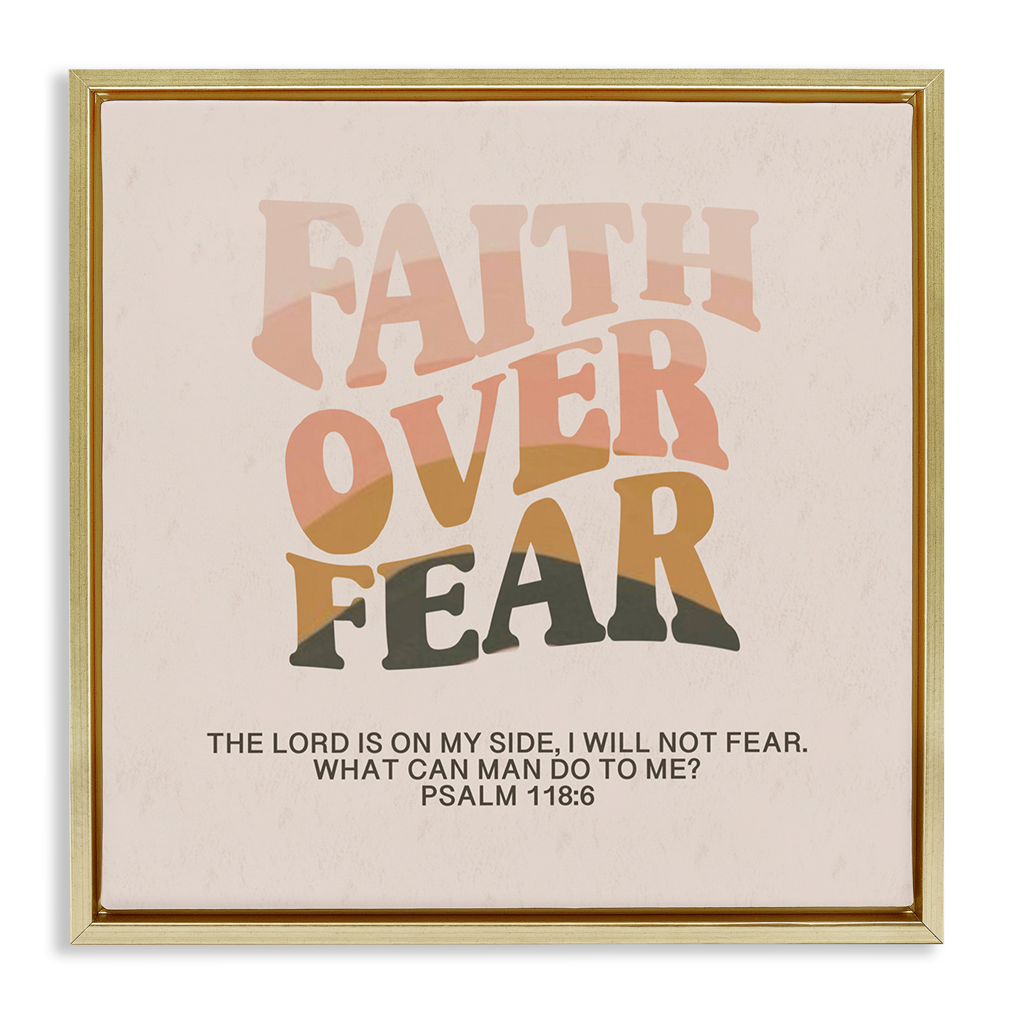 Stupell Industries Retro Faith Over Fear Religious & Spiritual Painting Gold Floater Framed Canvas Art Print Wall Art, 25 x 25