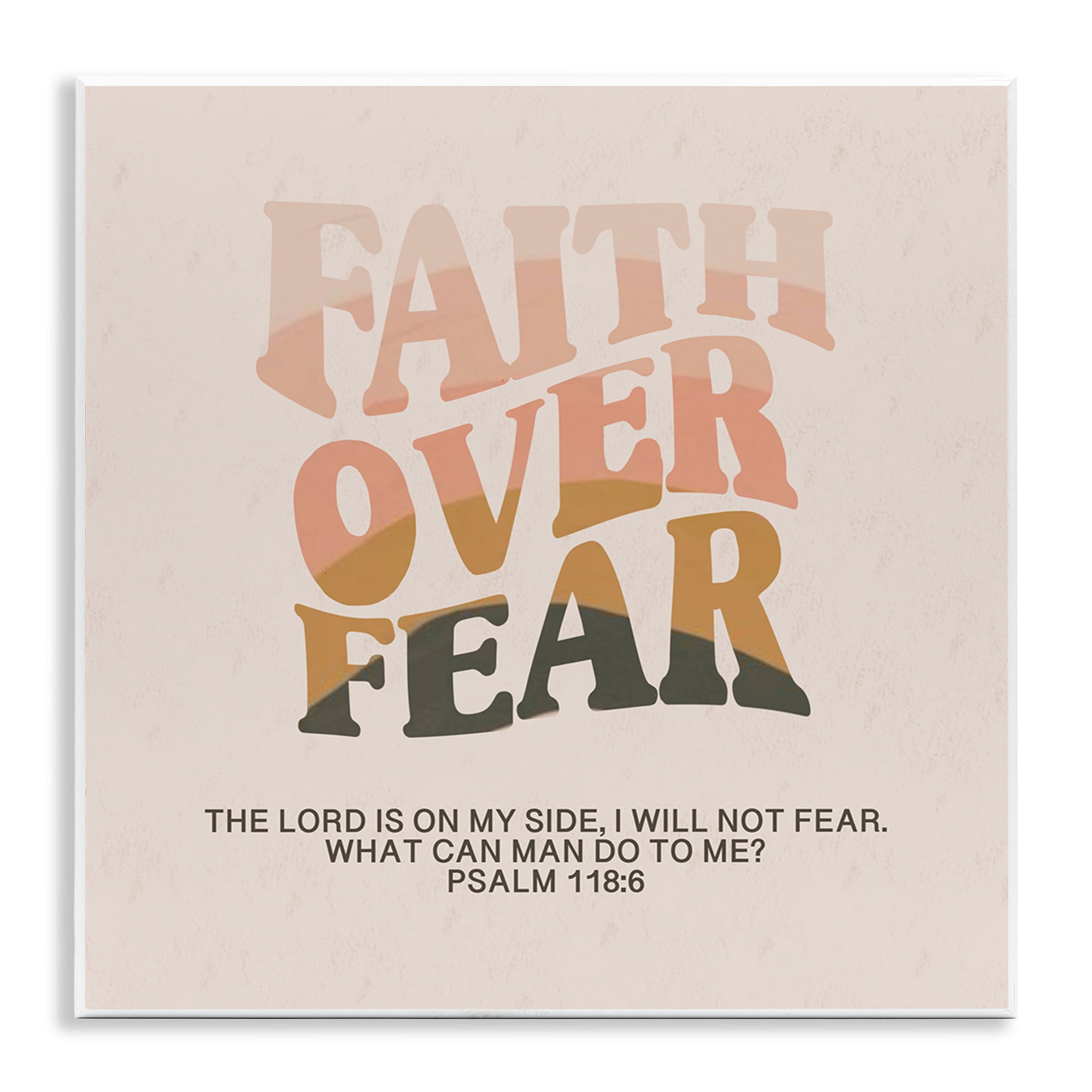 Stupell Industries Retro Faith Over Fear Religious & Spiritual Painting Unframed Art Print Wall Art, 12 x 12