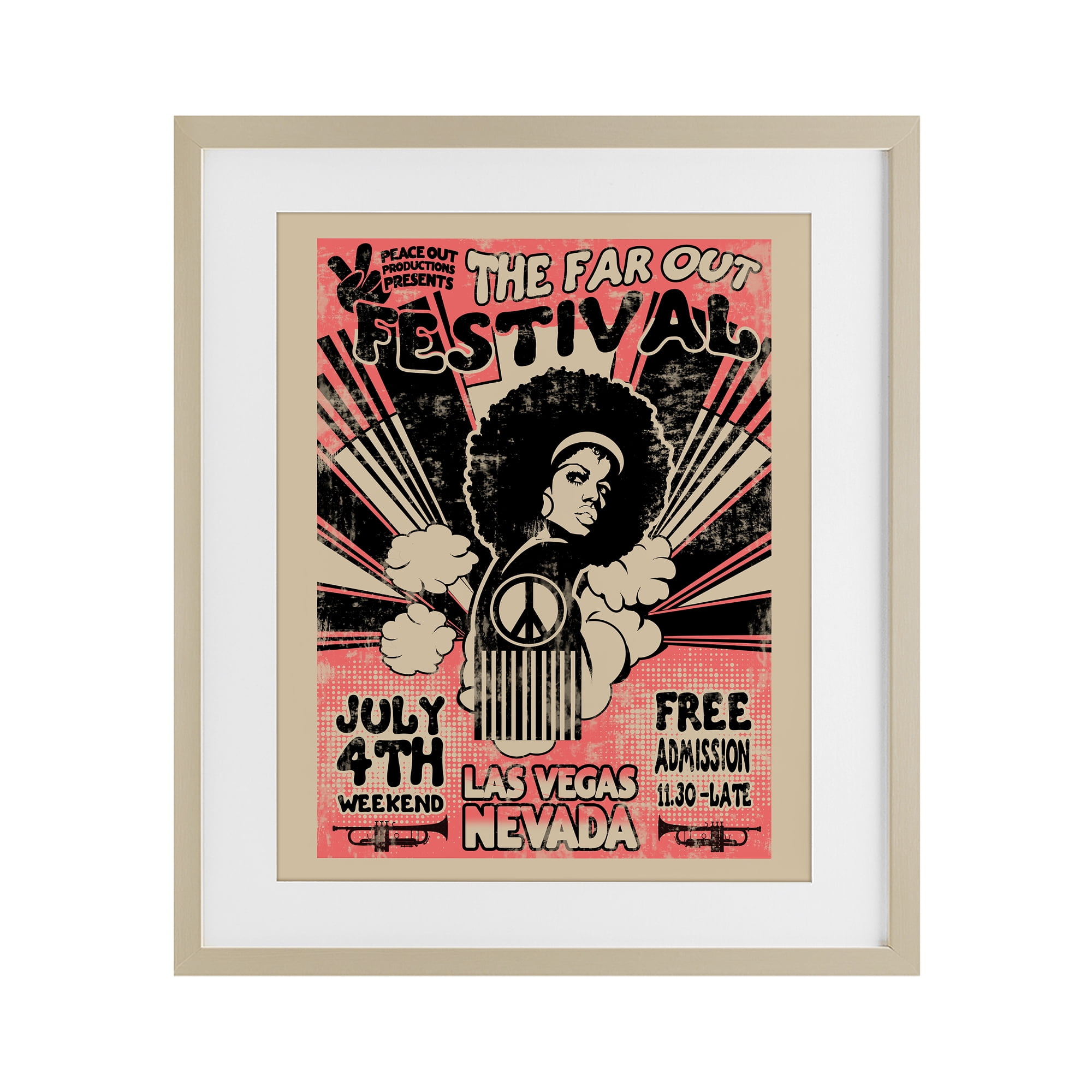 Stupell Industries Retro Far Out Festival Poster Birch Framed Print Under Glass, design by Ali Chris