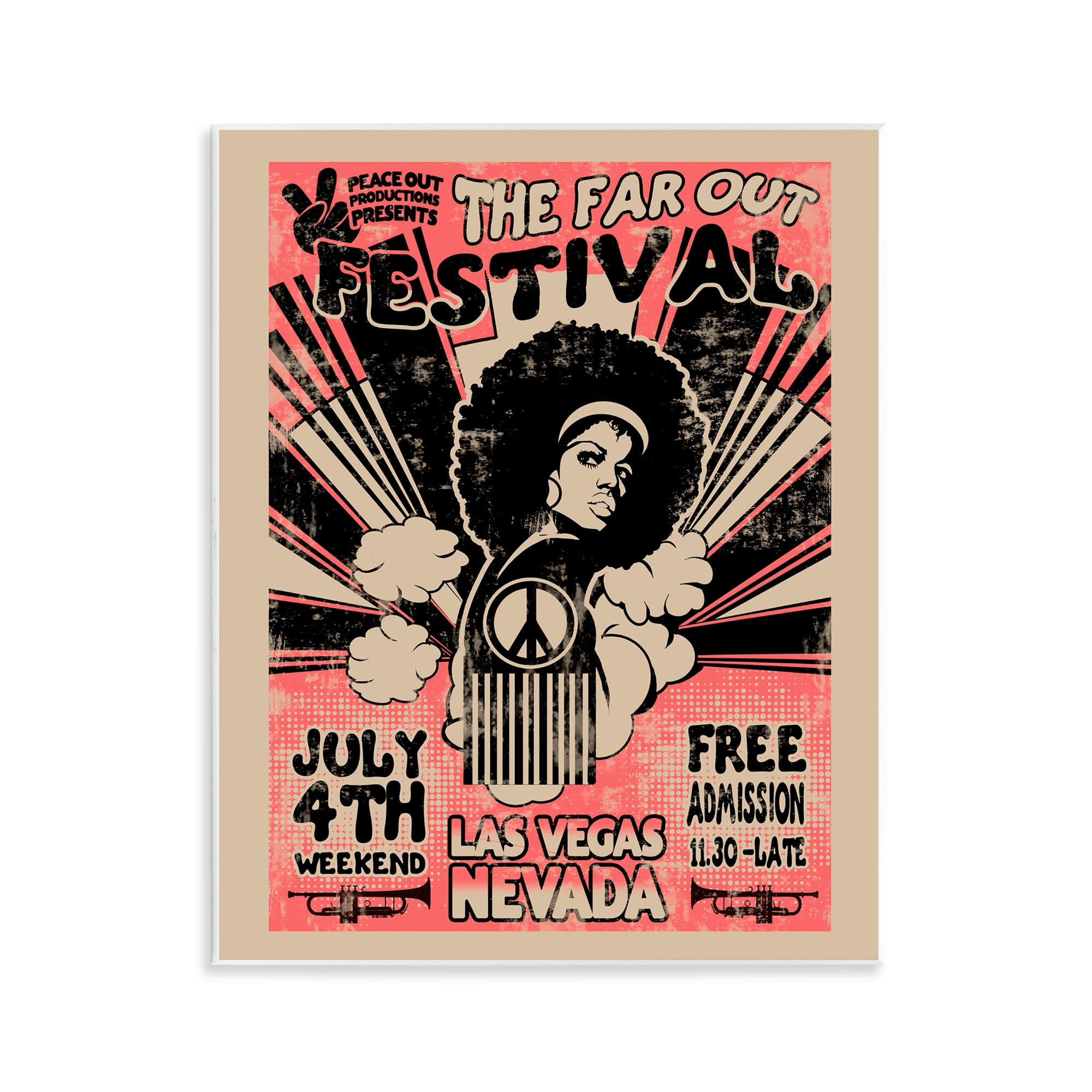 Stupell Industries Retro Far Out Festival Poster Wall Plaque Art, design by Ali Chris