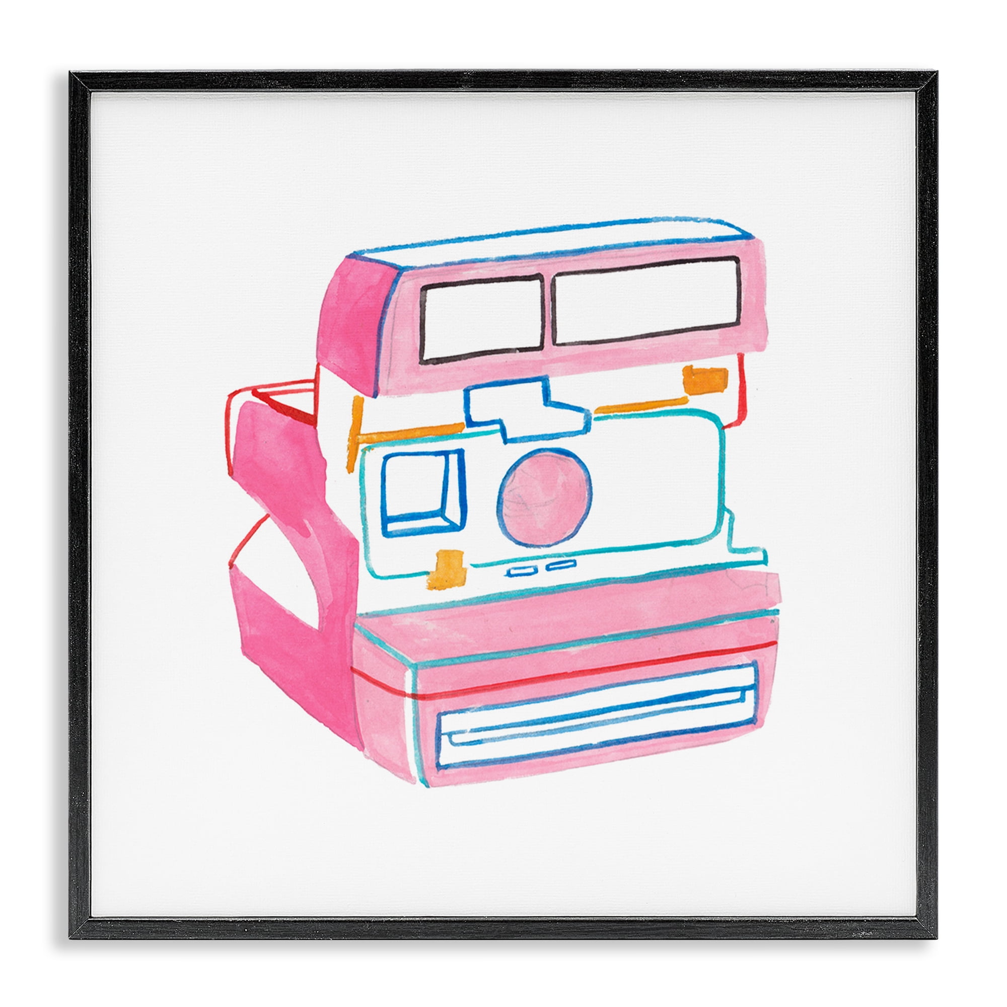 Stupell Industries Retro Film Camera Novelty Painting Black Framed Art Print Wall Art, 17 x 17