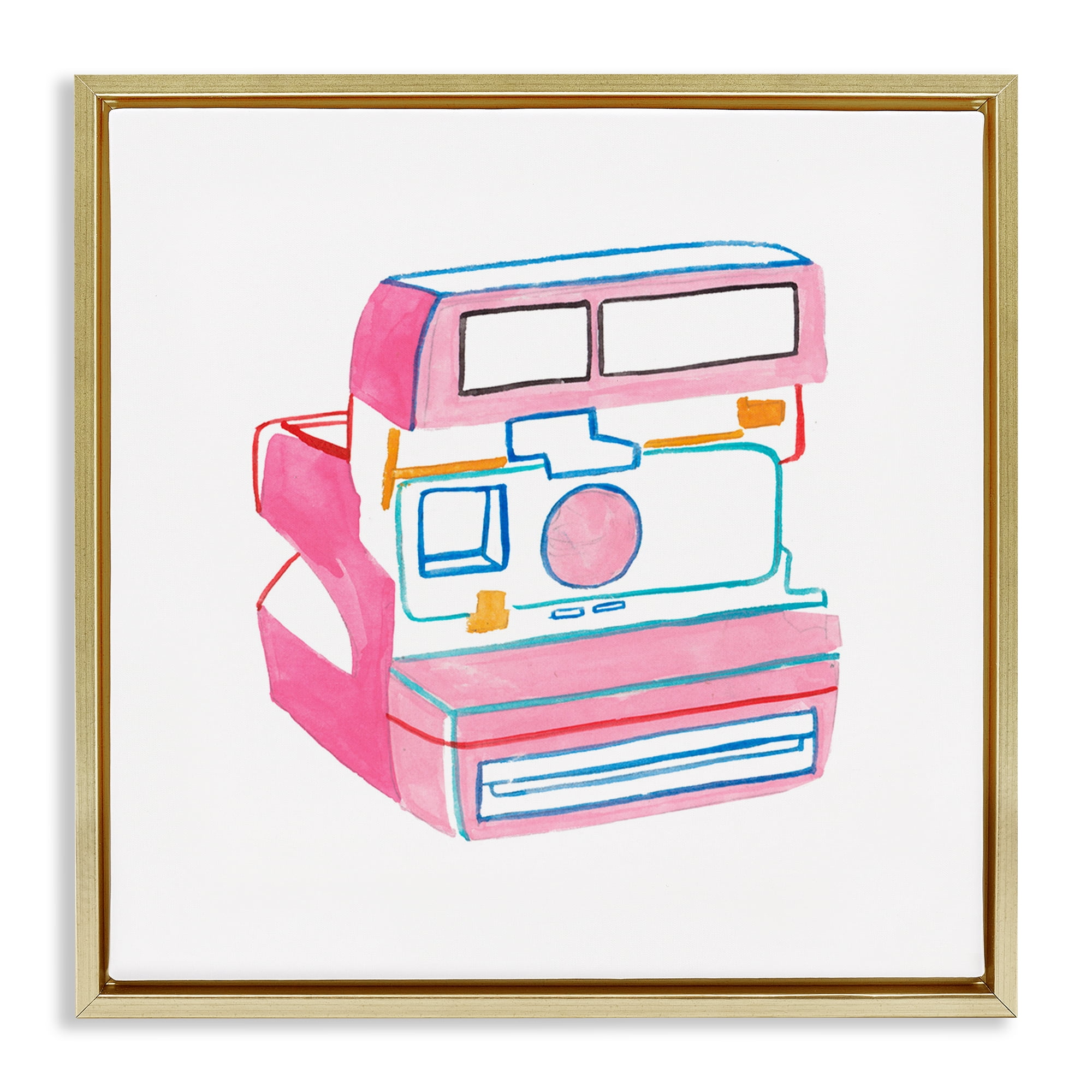 Stupell Industries Retro Film Camera Novelty Painting Gold Floater Framed Art Print Wall Art, 25 x 25