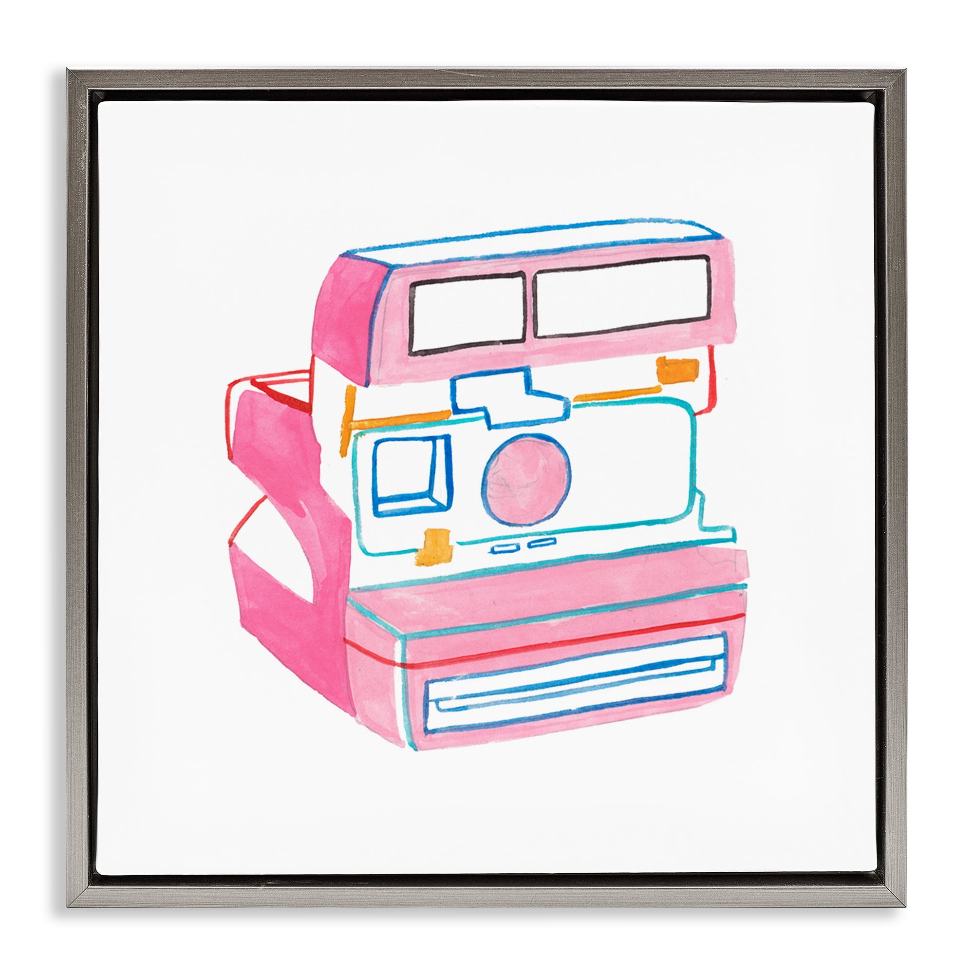 Stupell Industries Retro Film Camera Novelty Painting Gray Floater Framed Art Print Wall Art, 25 x 25