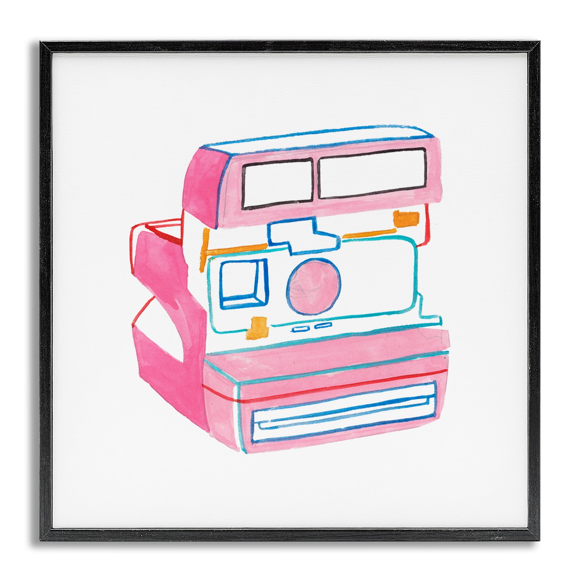 Stupell Industries Retro Film Camera Novelty Painting Gray Framed Art Print Wall Art, 24 x 24
